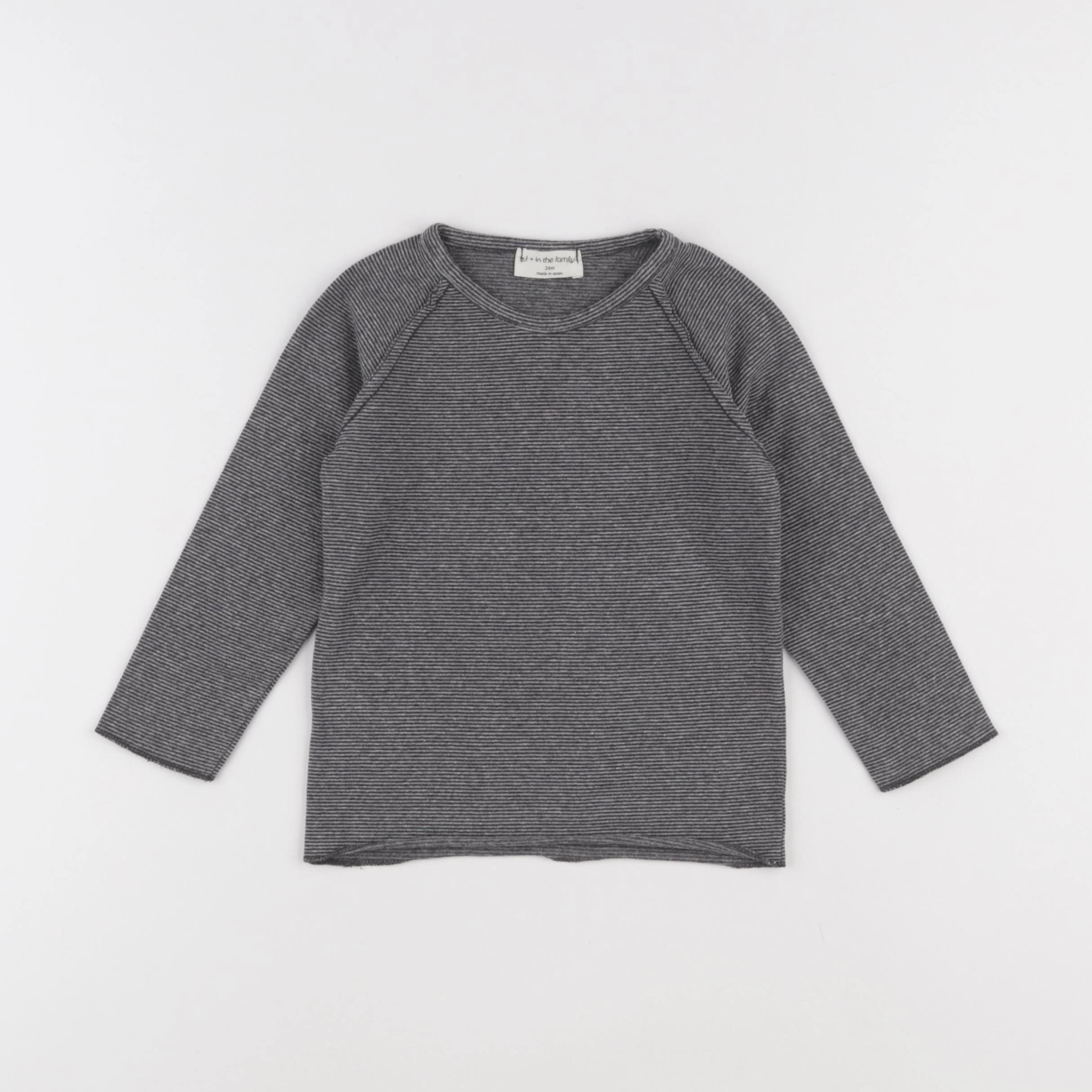 1+ In the family - tee-shirt gris, noir - 24 mois