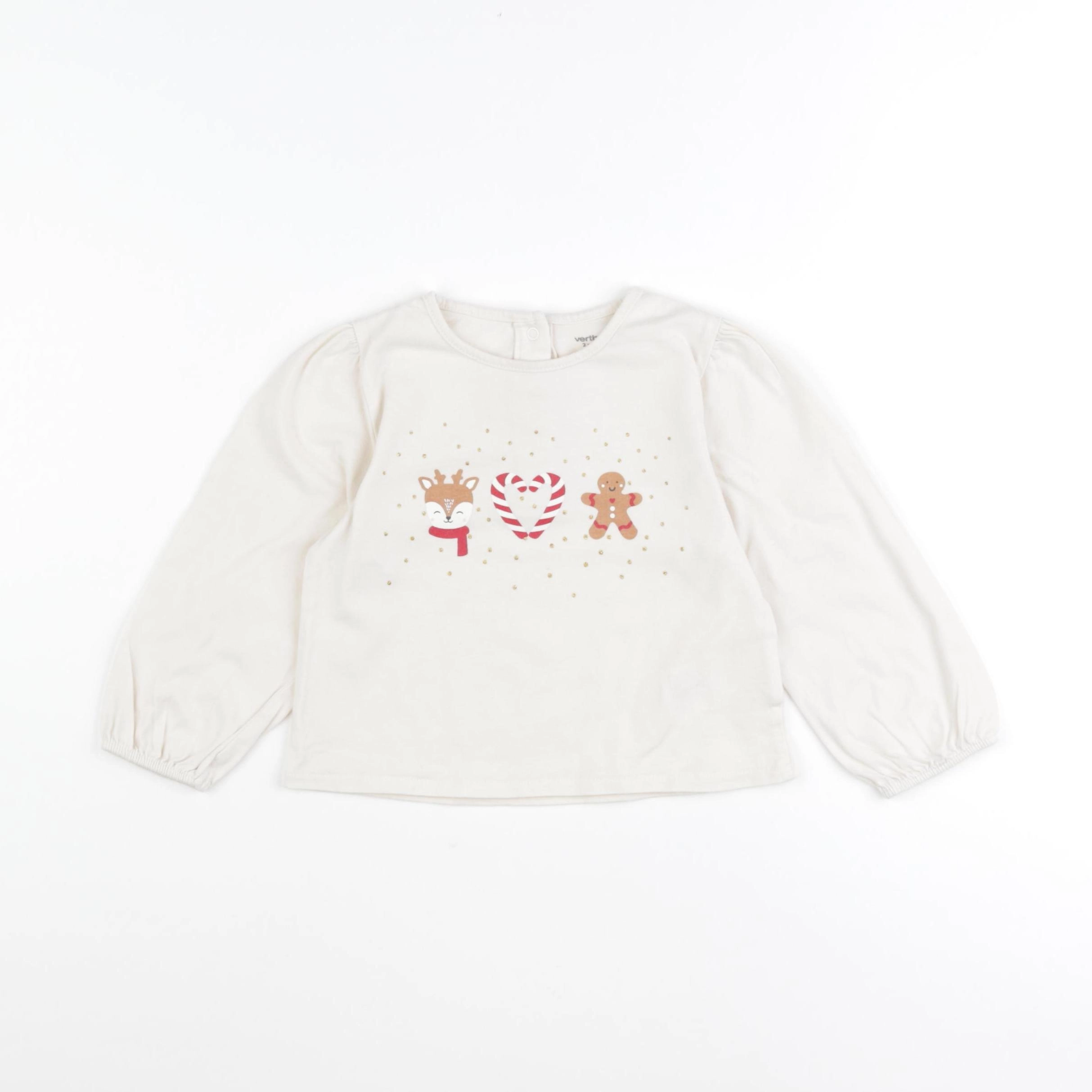 Vertbaudet - tee-shirt beige - 2 ans