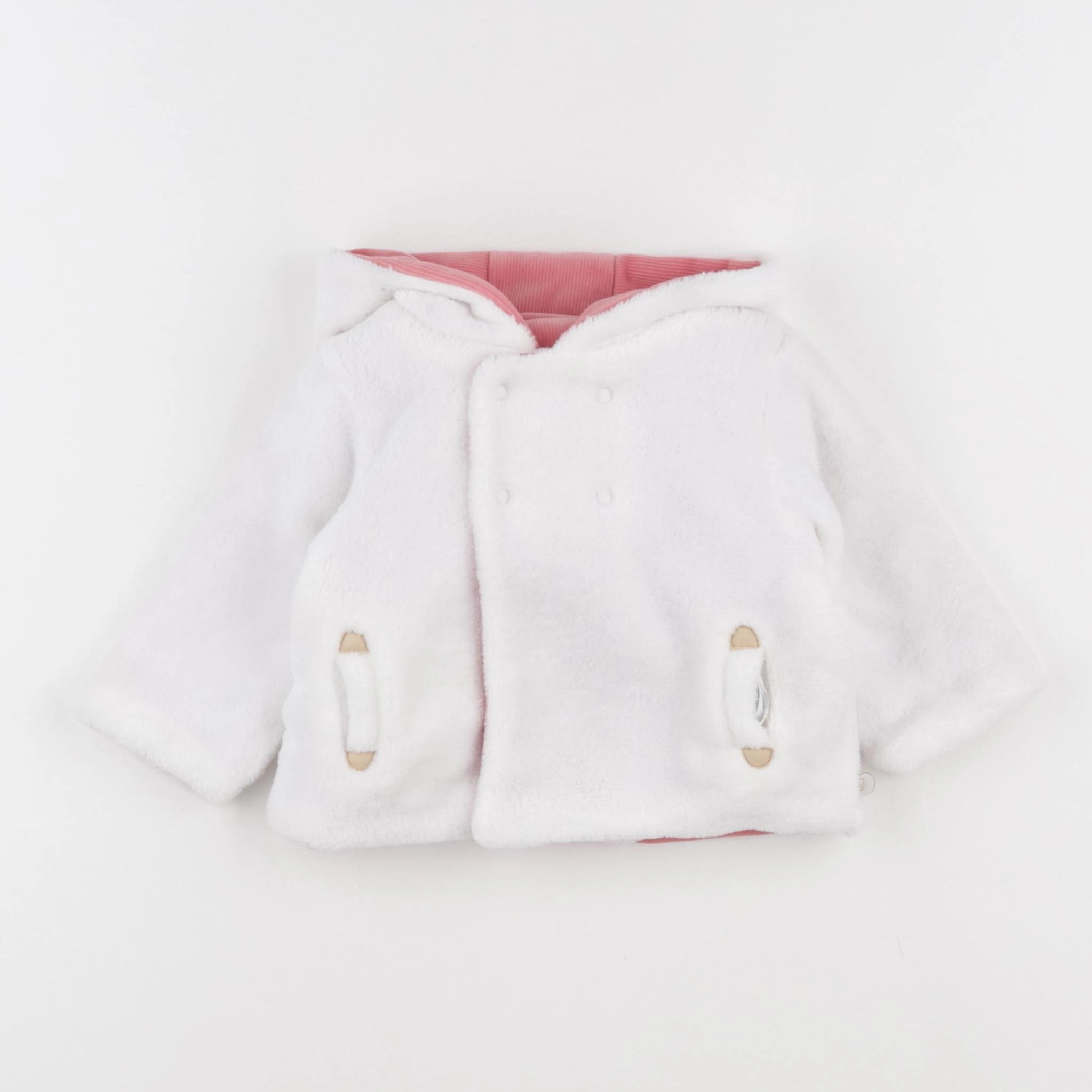 Obaïbi - veste réversible rose, blanc - 3 mois