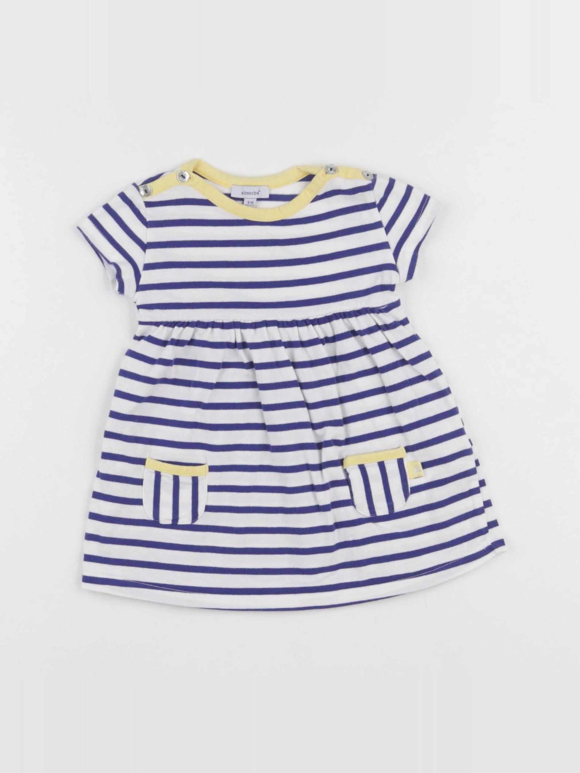 Absorba - robe blanc, bleu - 9 mois