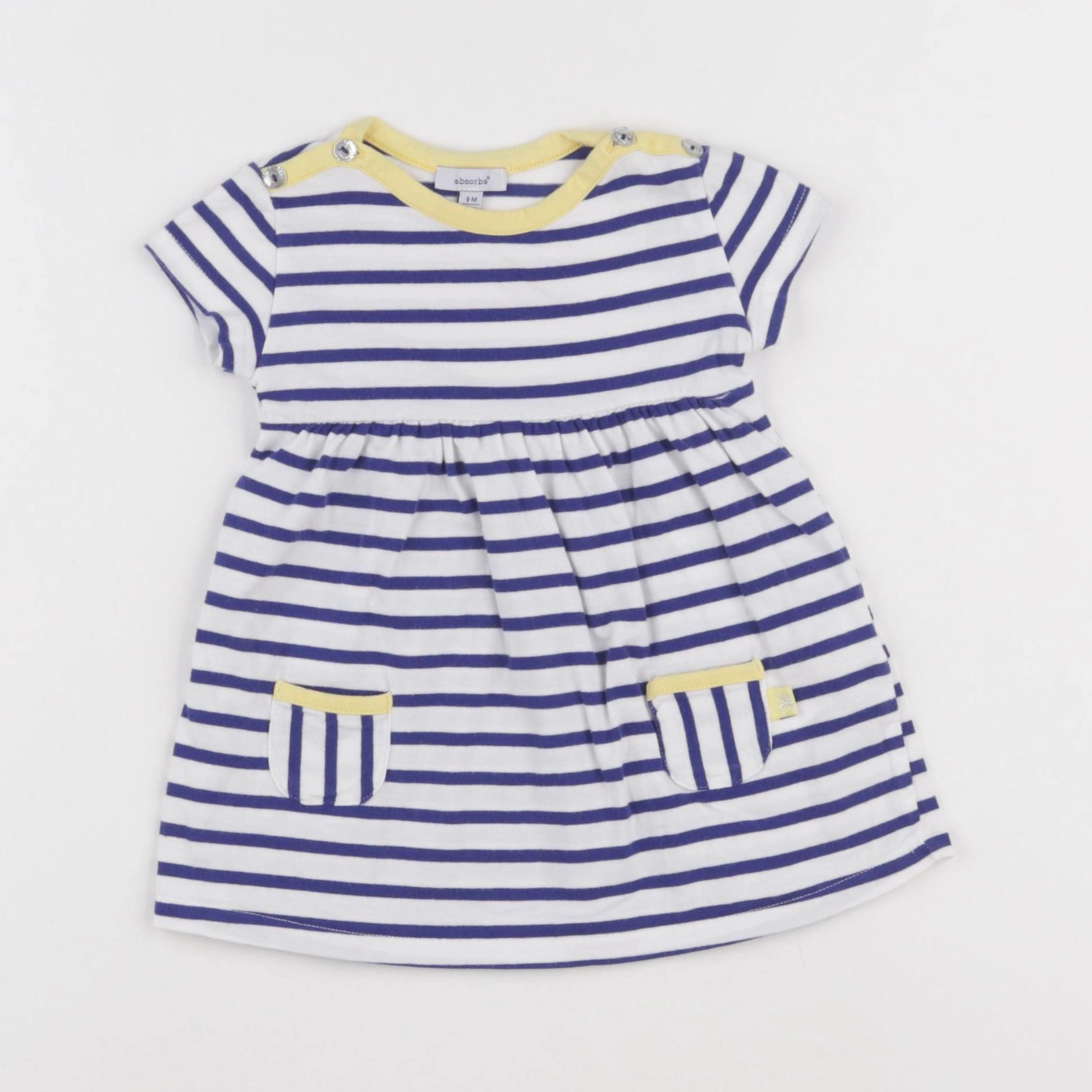 Absorba - robe blanc, bleu - 9 mois