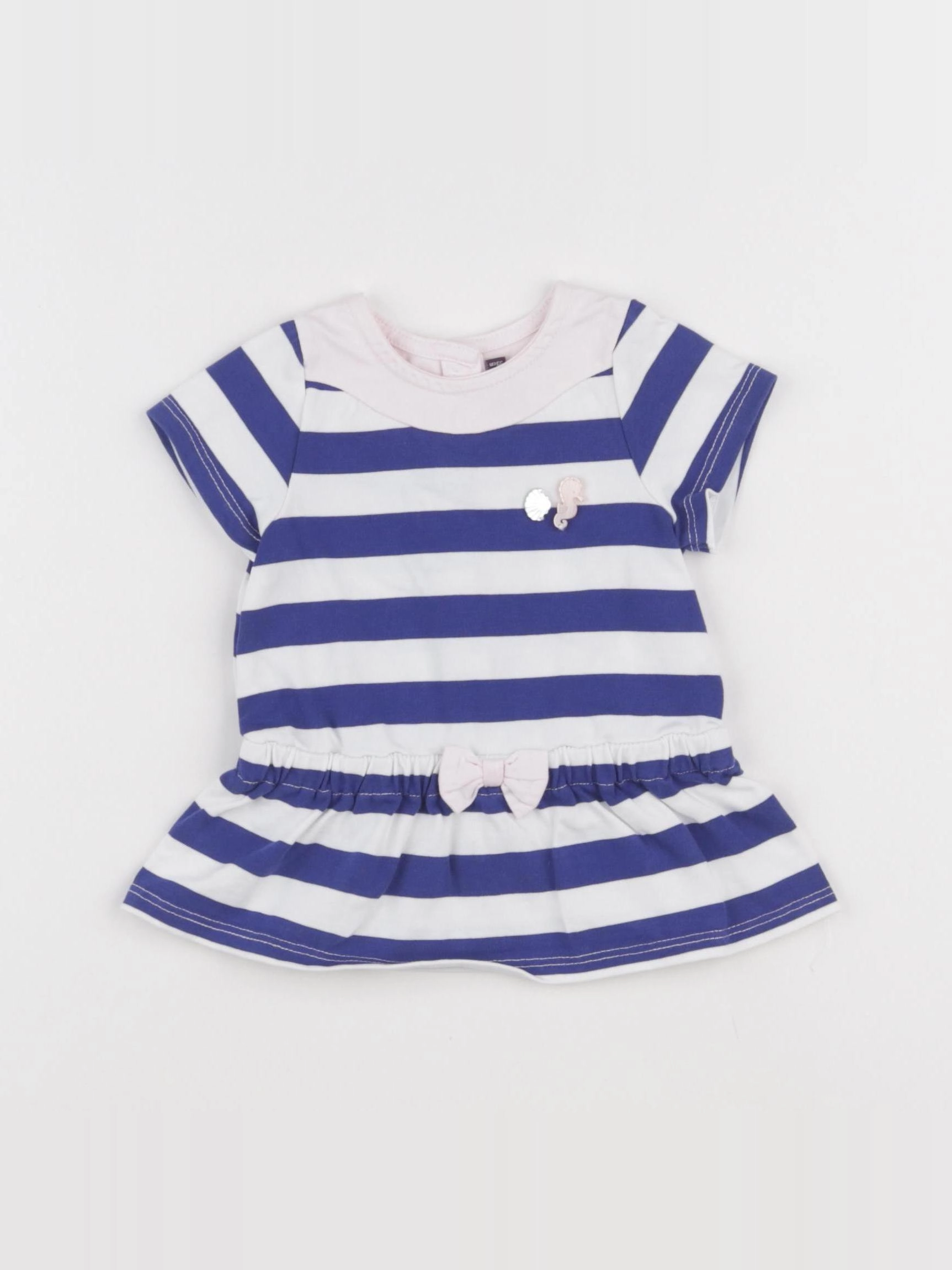 Sergent Major - robe blanc, bleu - 3 mois