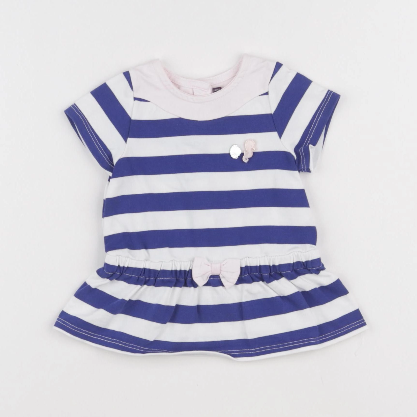 Sergent Major - robe blanc, bleu - 3 mois
