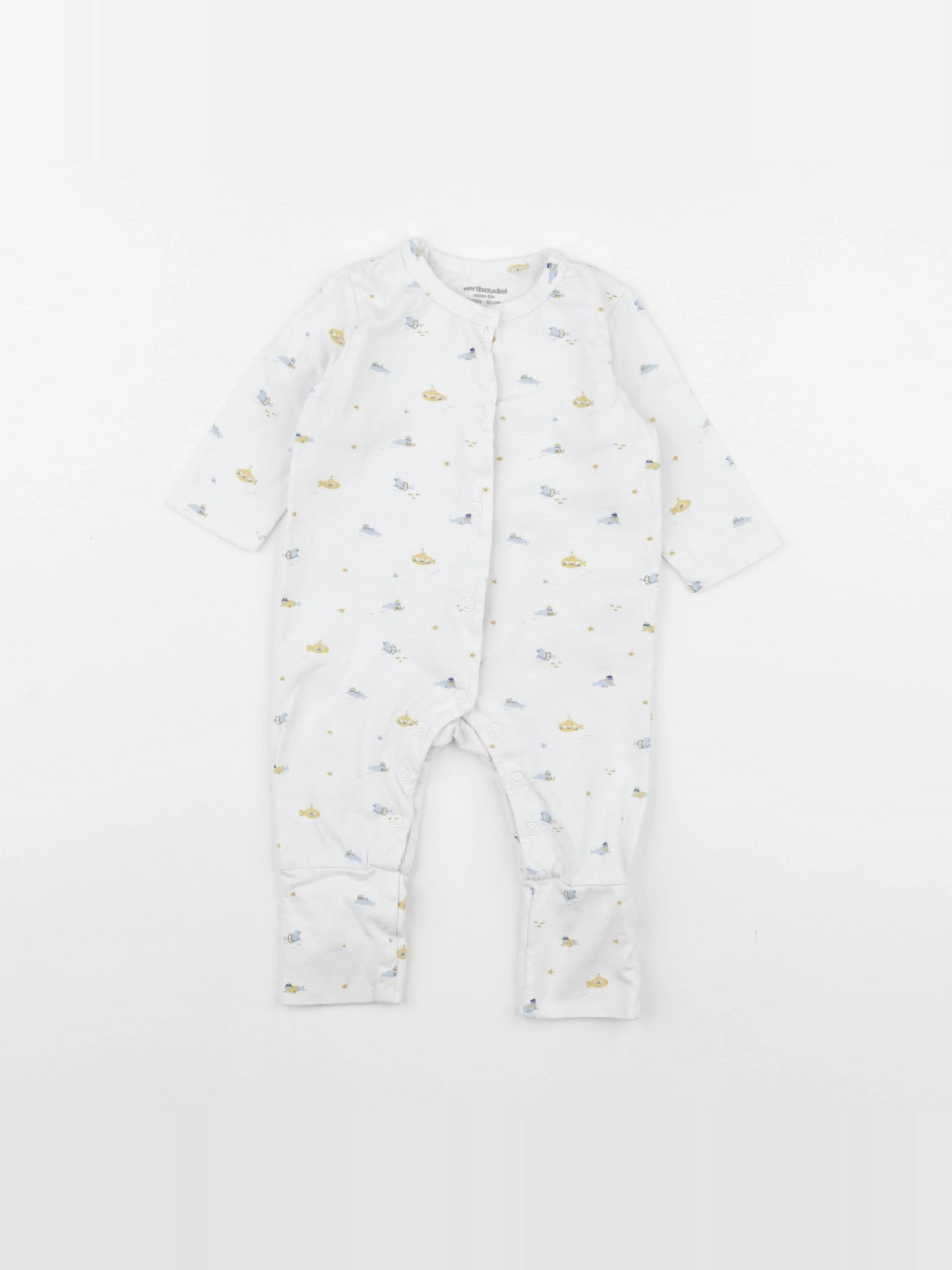 Vertbaudet - pyjama coton blanc - 3 mois