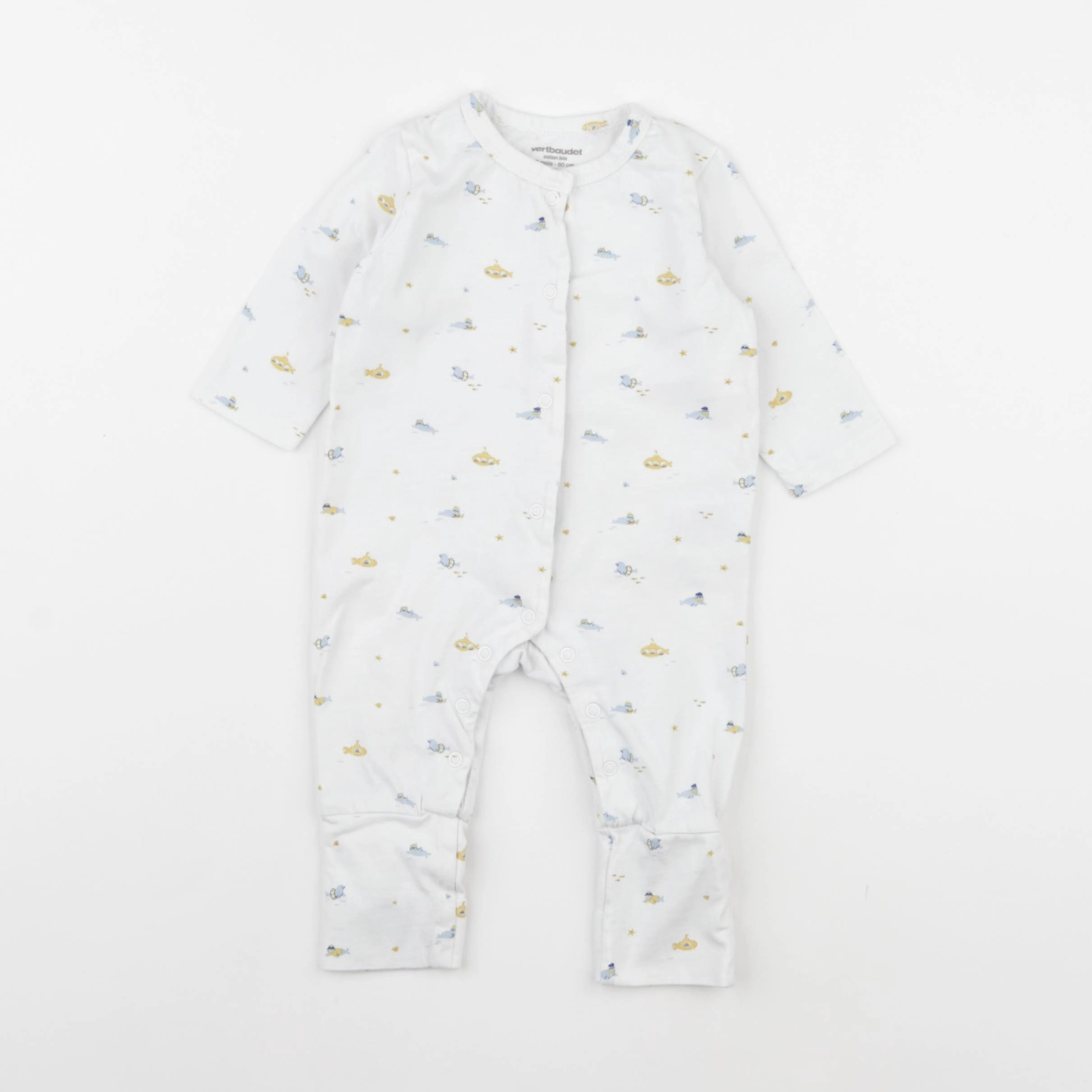 Vertbaudet - pyjama coton blanc - 3 mois