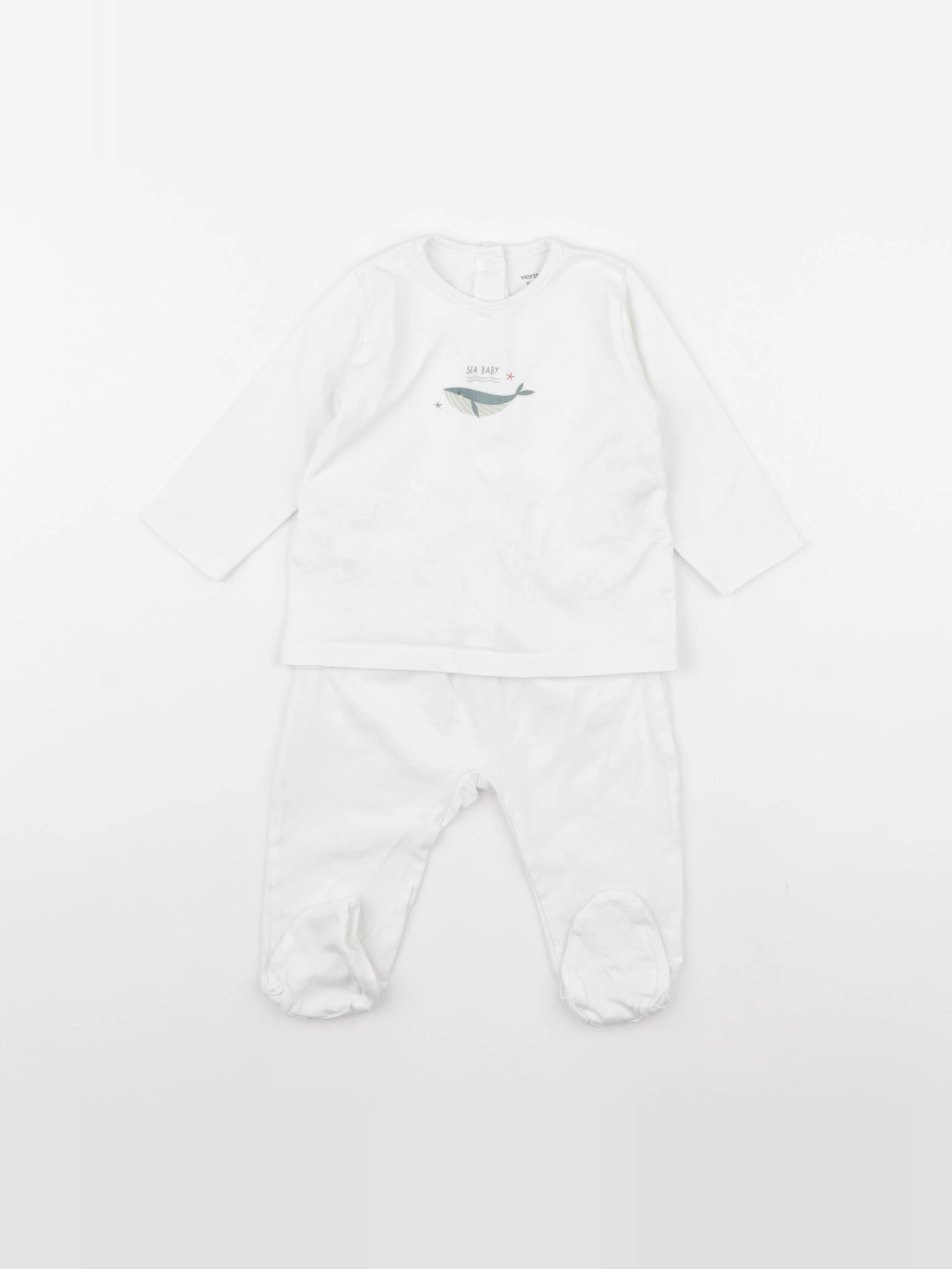 Vertbaudet - pyjama coton blanc - 6 mois