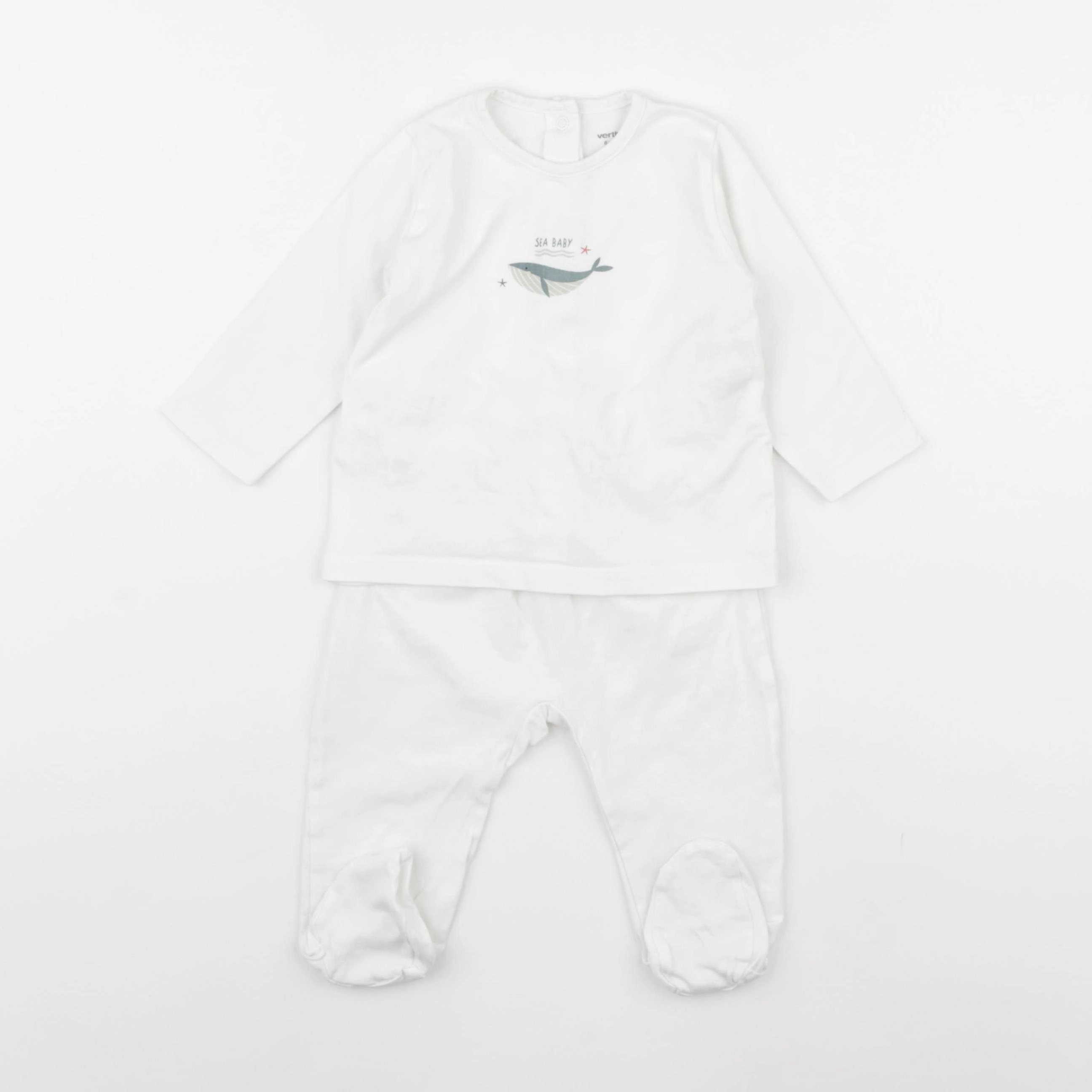 Vertbaudet - pyjama coton blanc - 6 mois