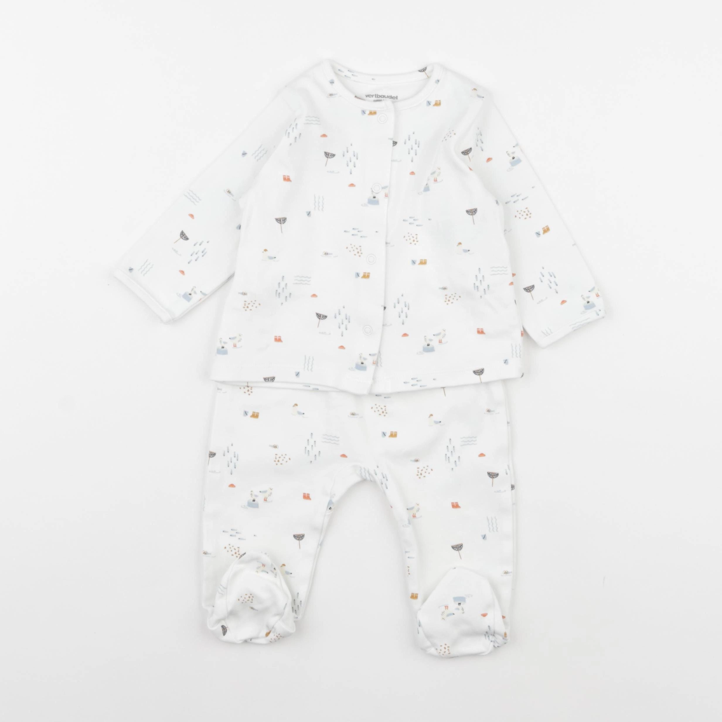 Vertbaudet - pyjama coton blanc - 6 mois