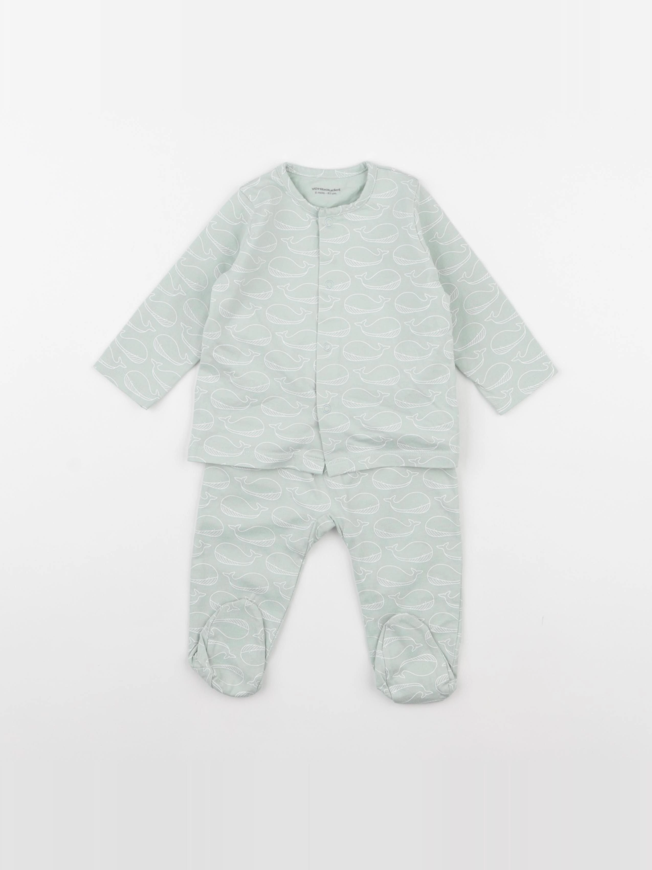 Vertbaudet - pyjama coton vert - 6 mois