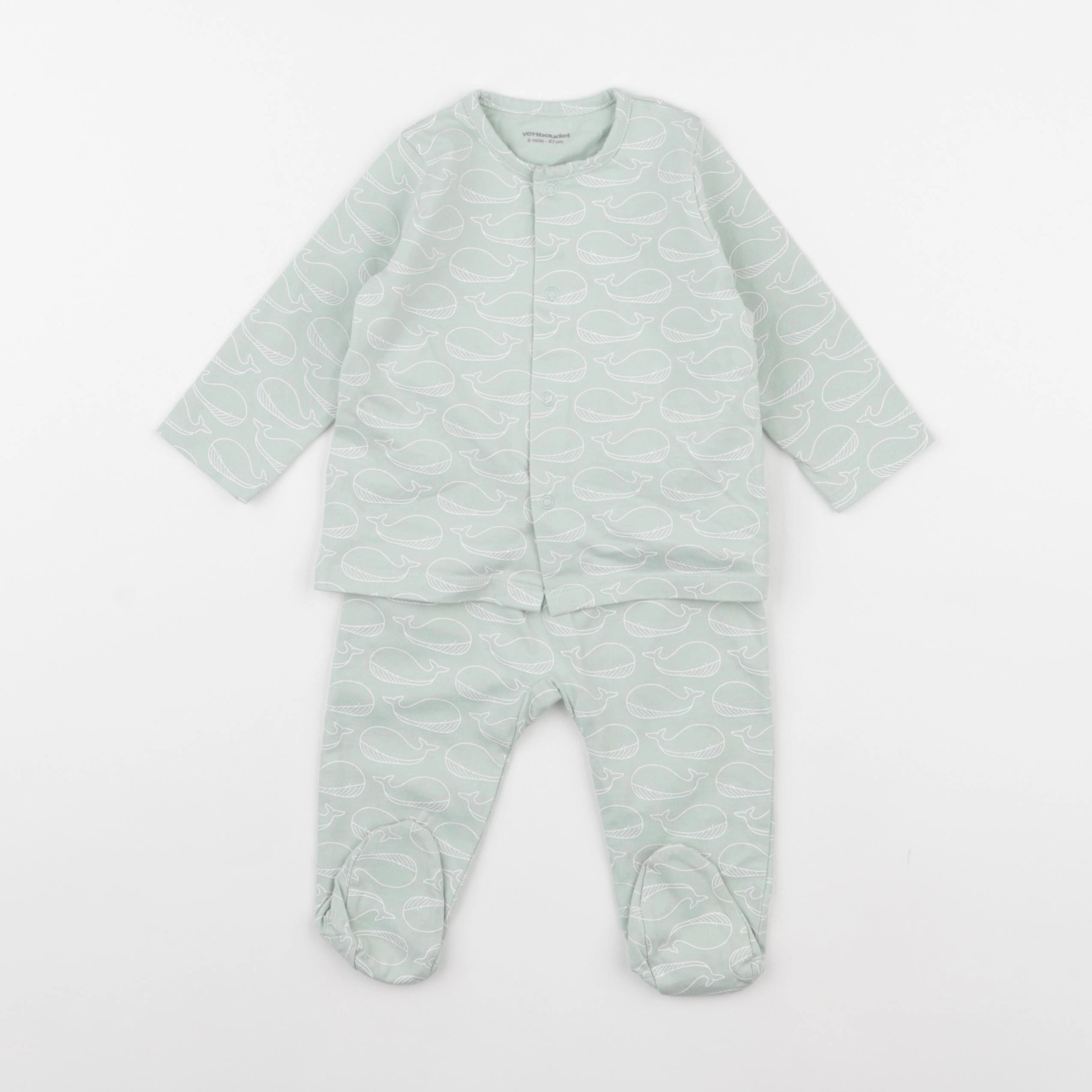 Vertbaudet - pyjama coton vert - 6 mois