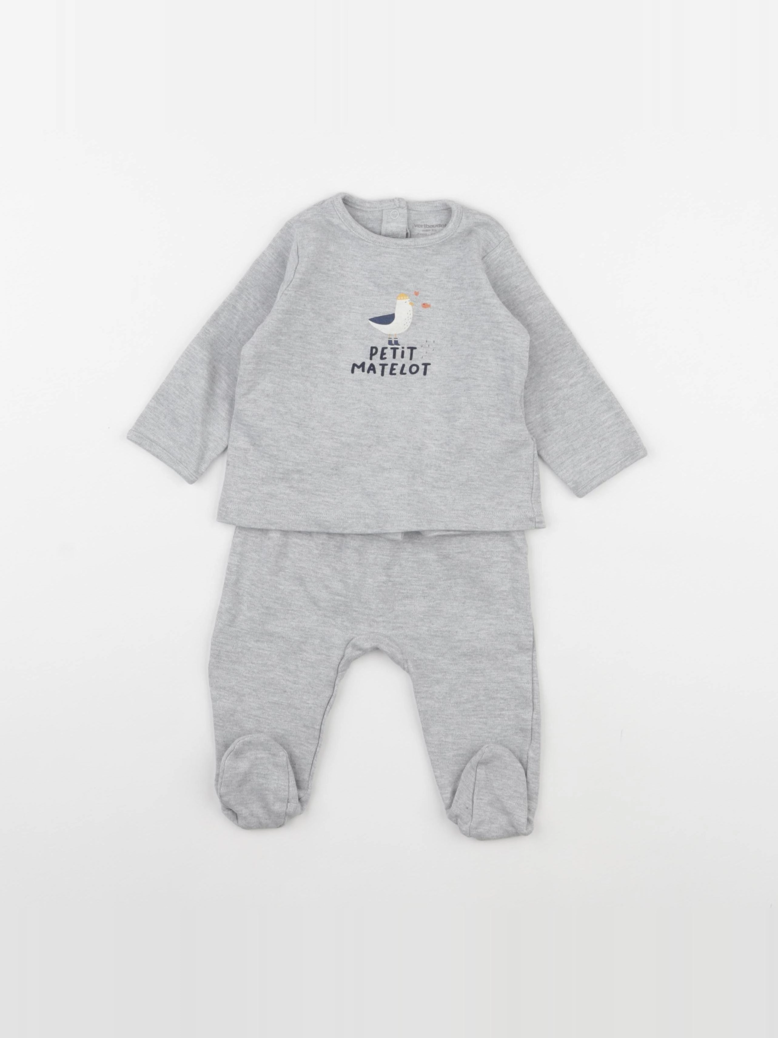 Vertbaudet - pyjama coton gris - 6 mois