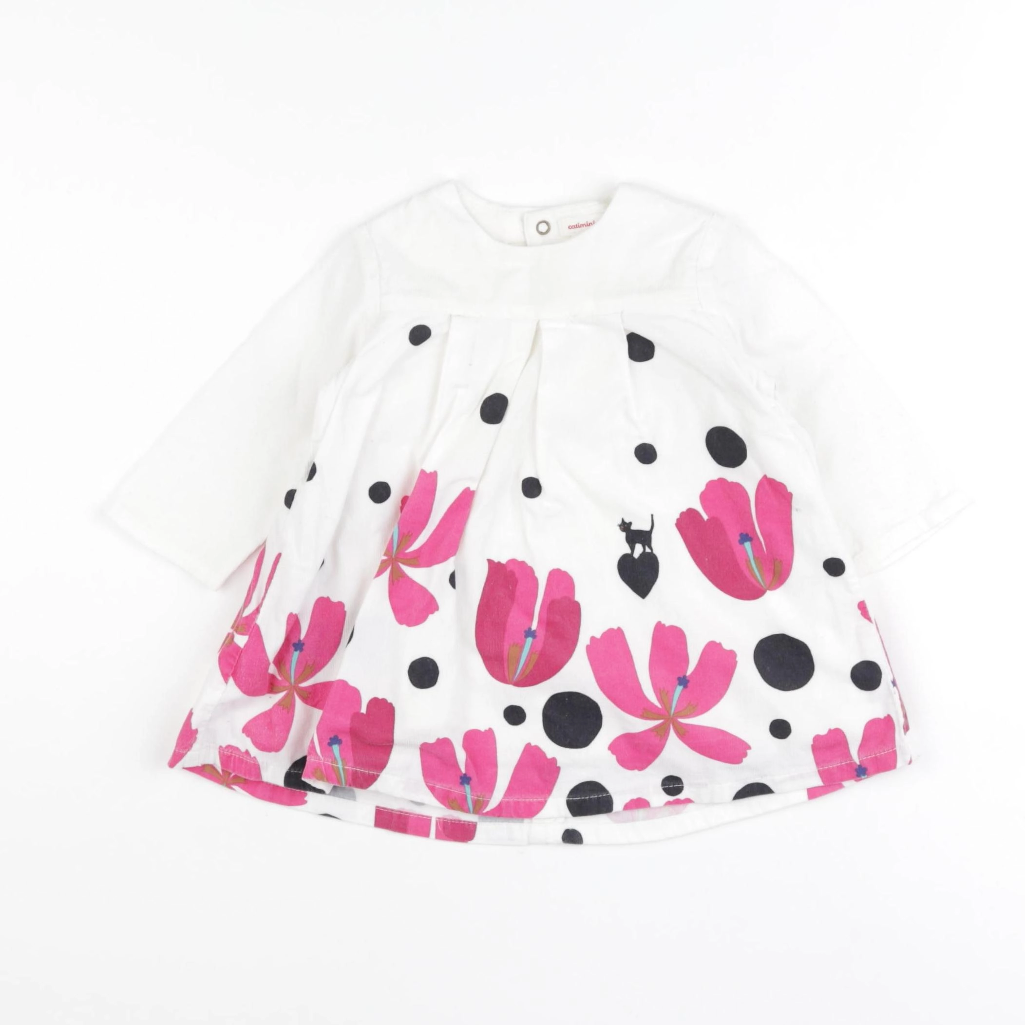 Catimini - robe blanc, rose - 6 mois