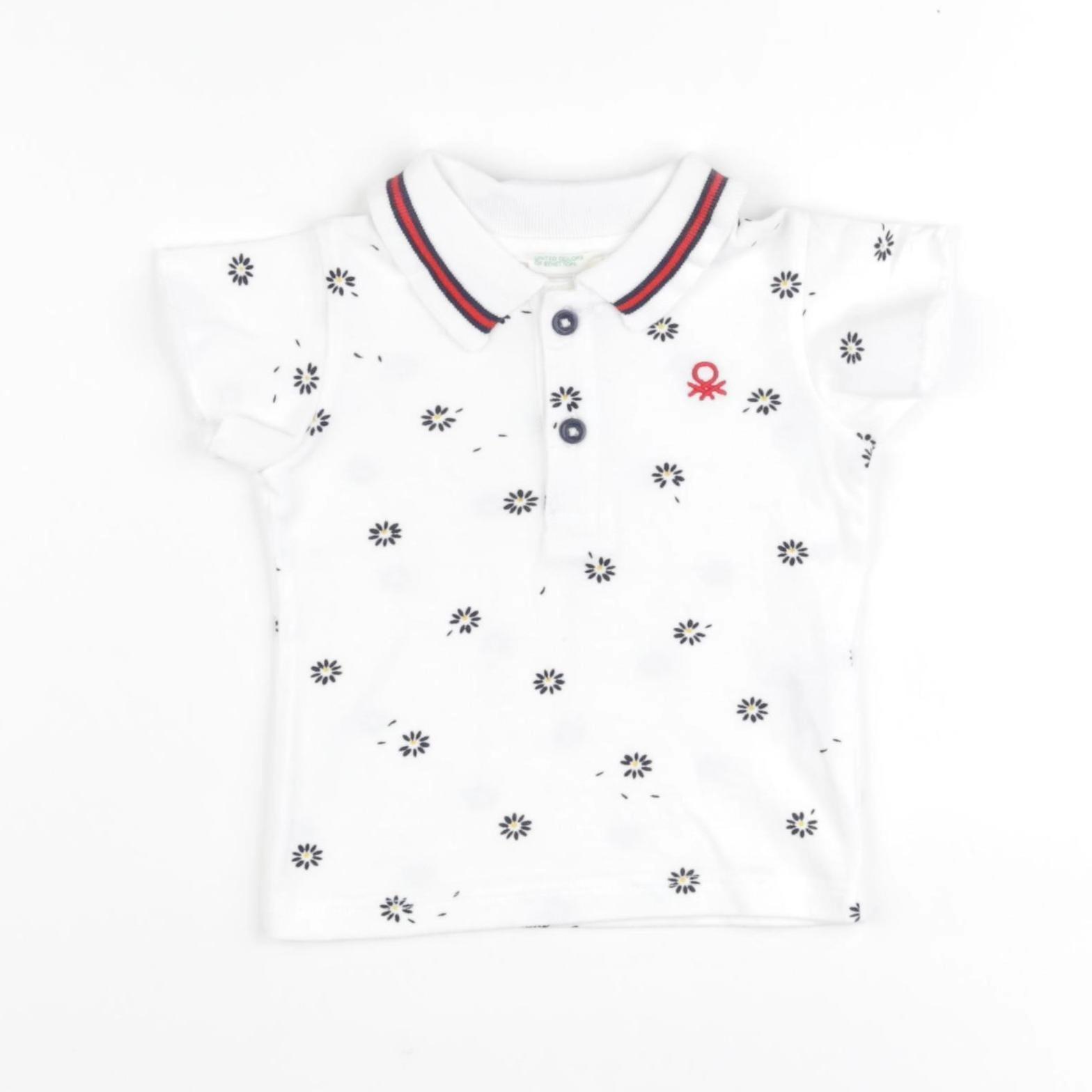 Benetton - polo blanc - 3/6 mois