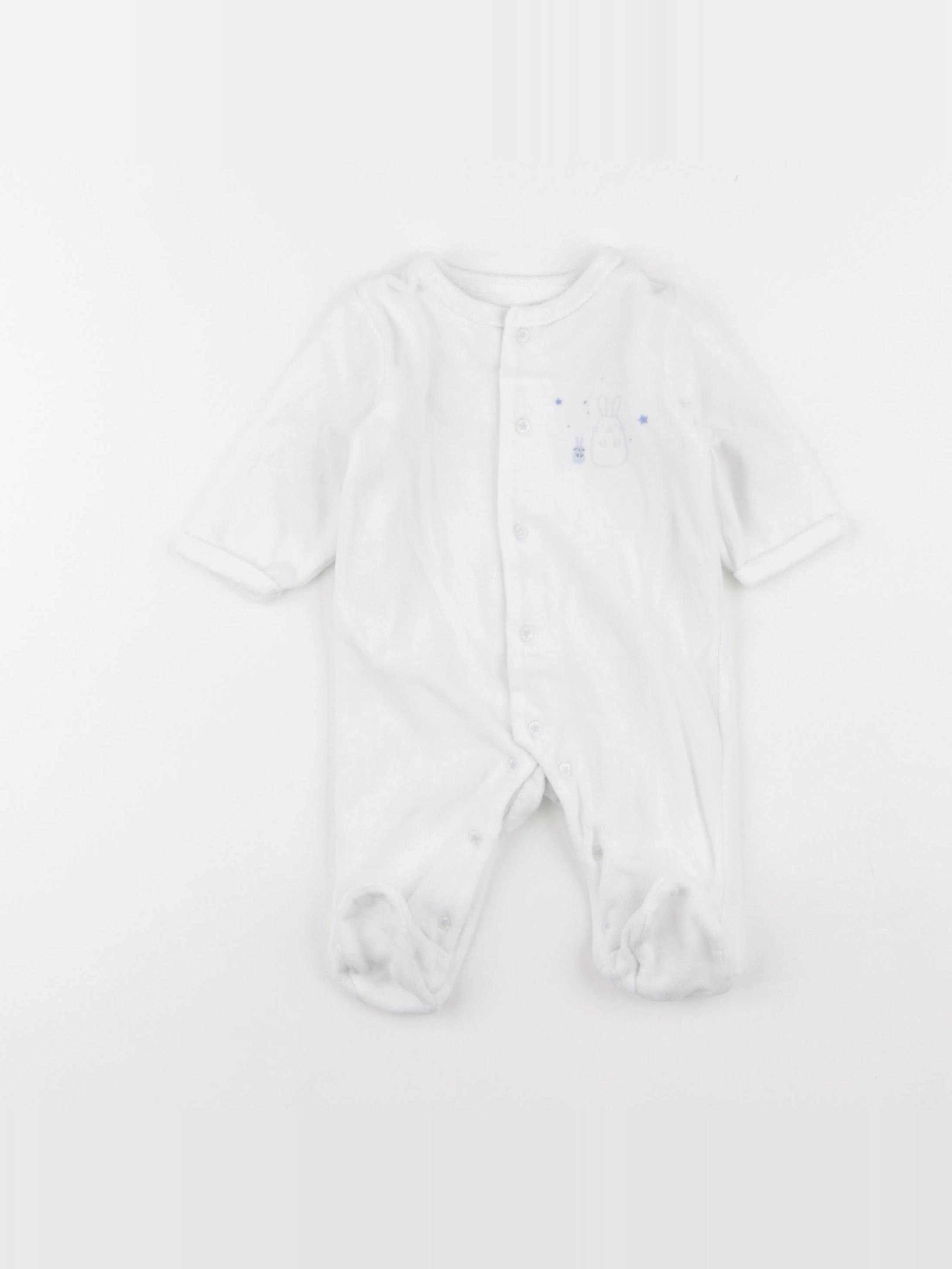 Vertbaudet - pyjama velours bleu, blanc - 3 mois