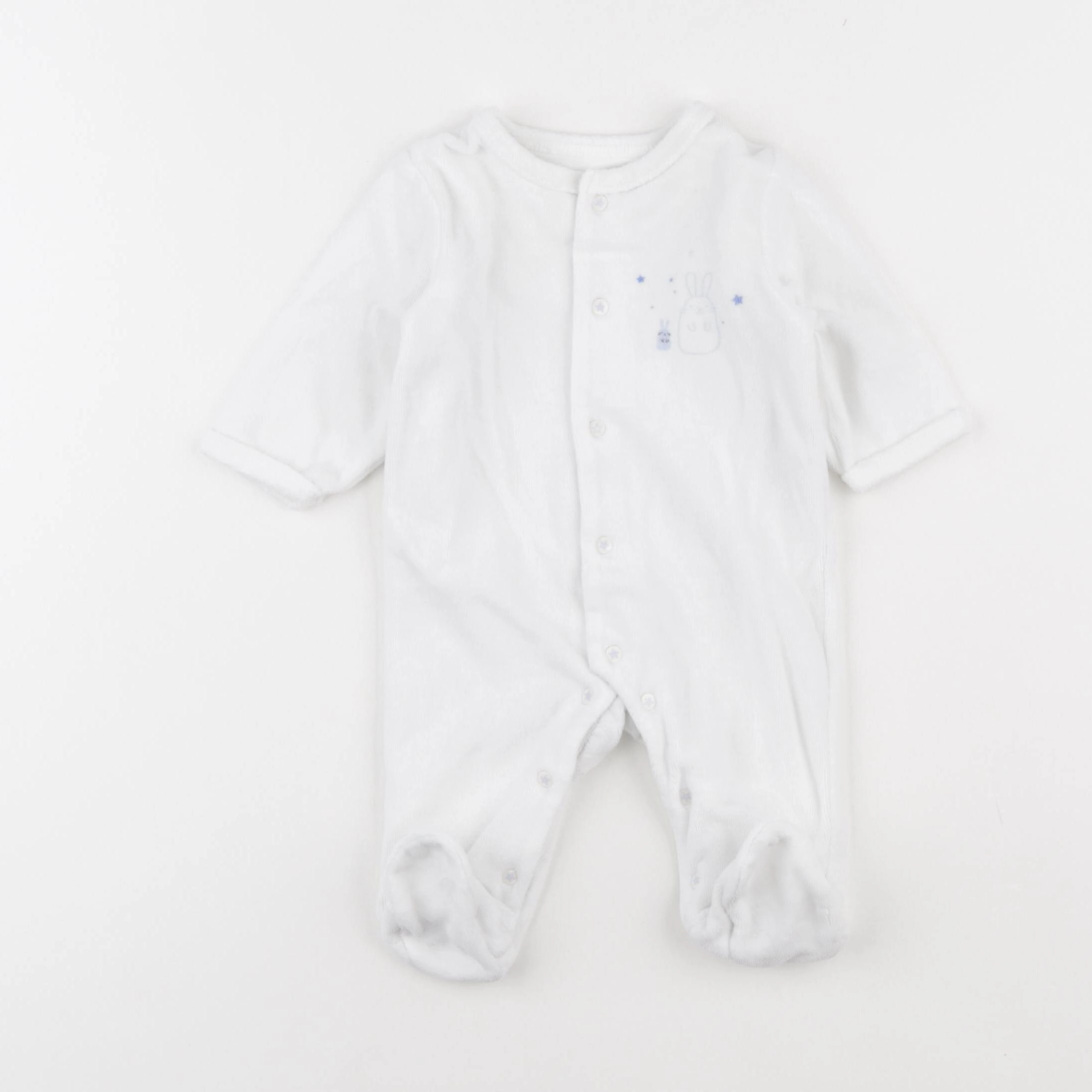 Vertbaudet - pyjama velours bleu, blanc - 3 mois