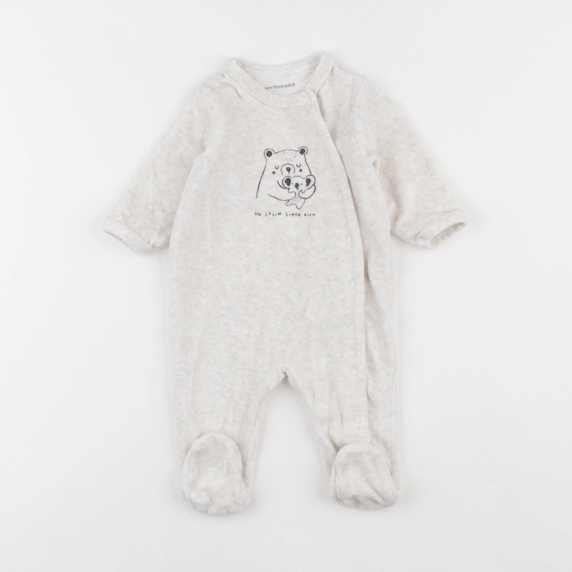 Vertbaudet - pyjama velours marron - 3 mois