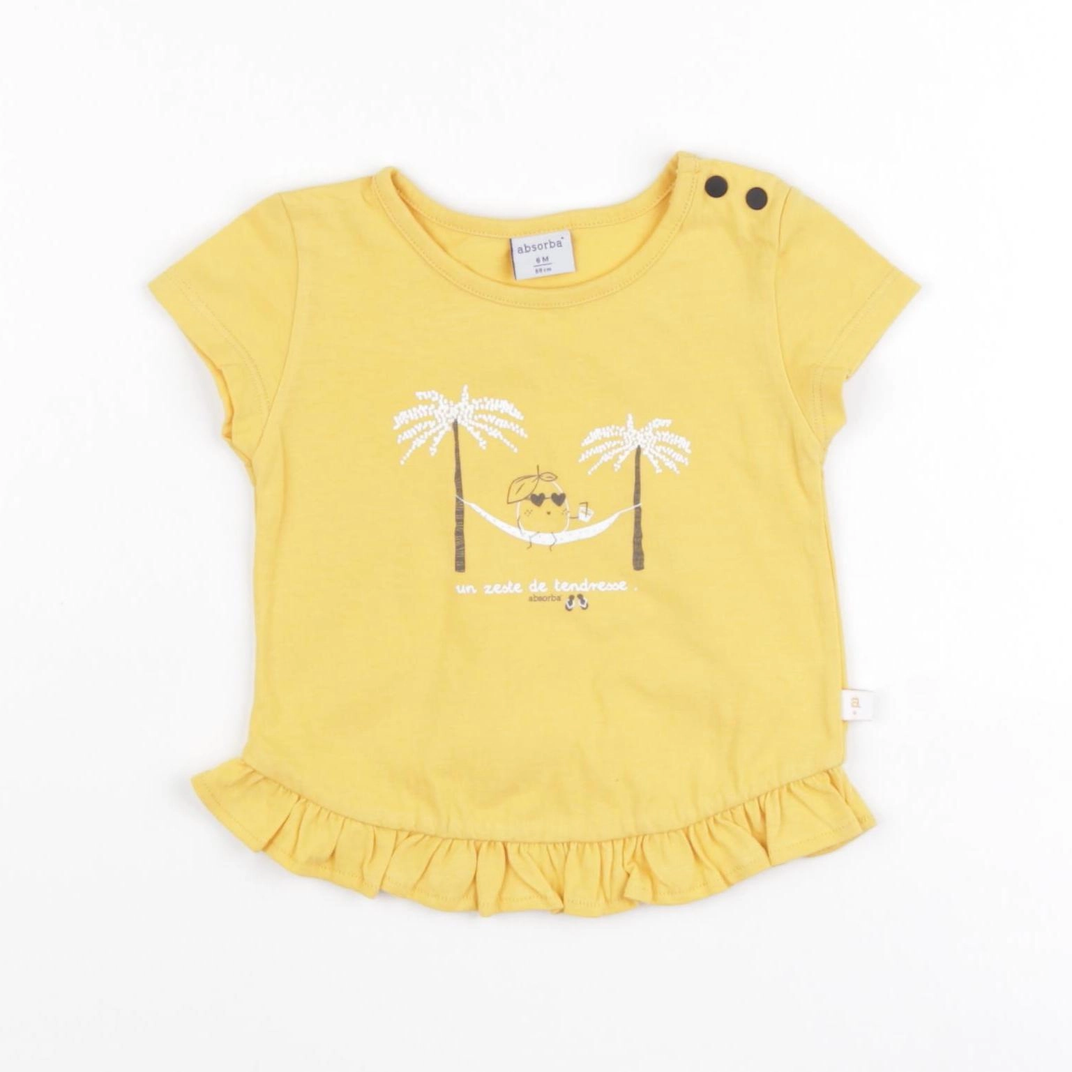 Absorba - tee-shirt jaune - 6 mois