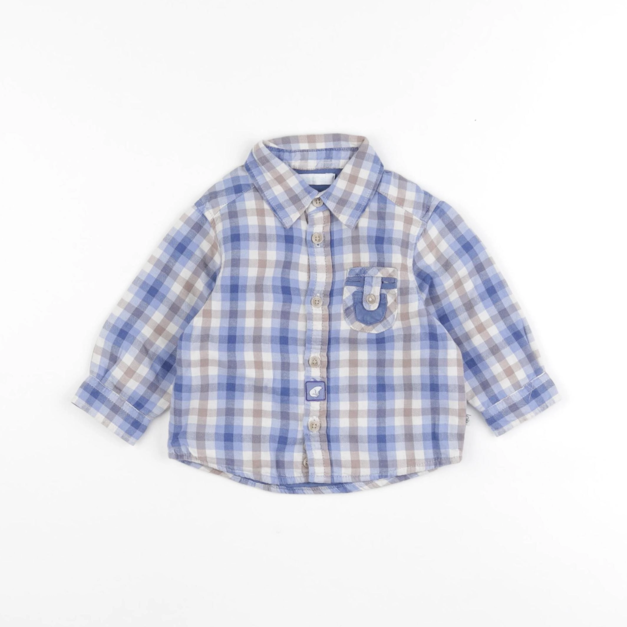 Obaïbi - chemise blanc, bleu - 6 mois
