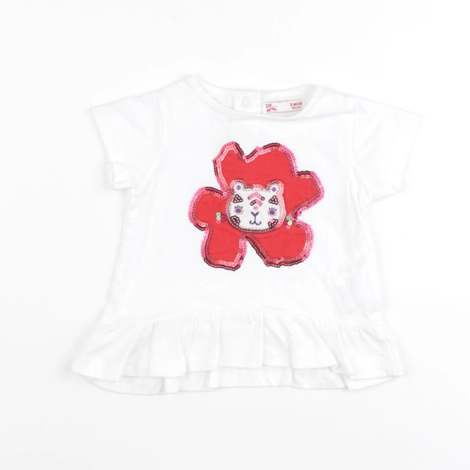 DPAM - tee-shirt blanc, rouge - 3 mois