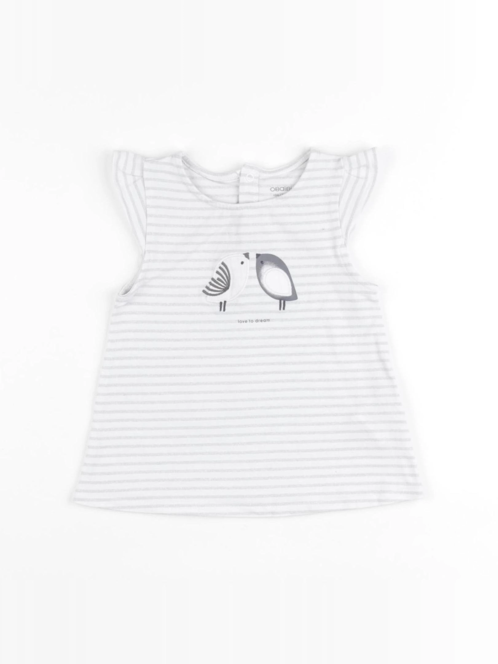 Obaïbi - tee-shirt blanc, gris - 12 mois