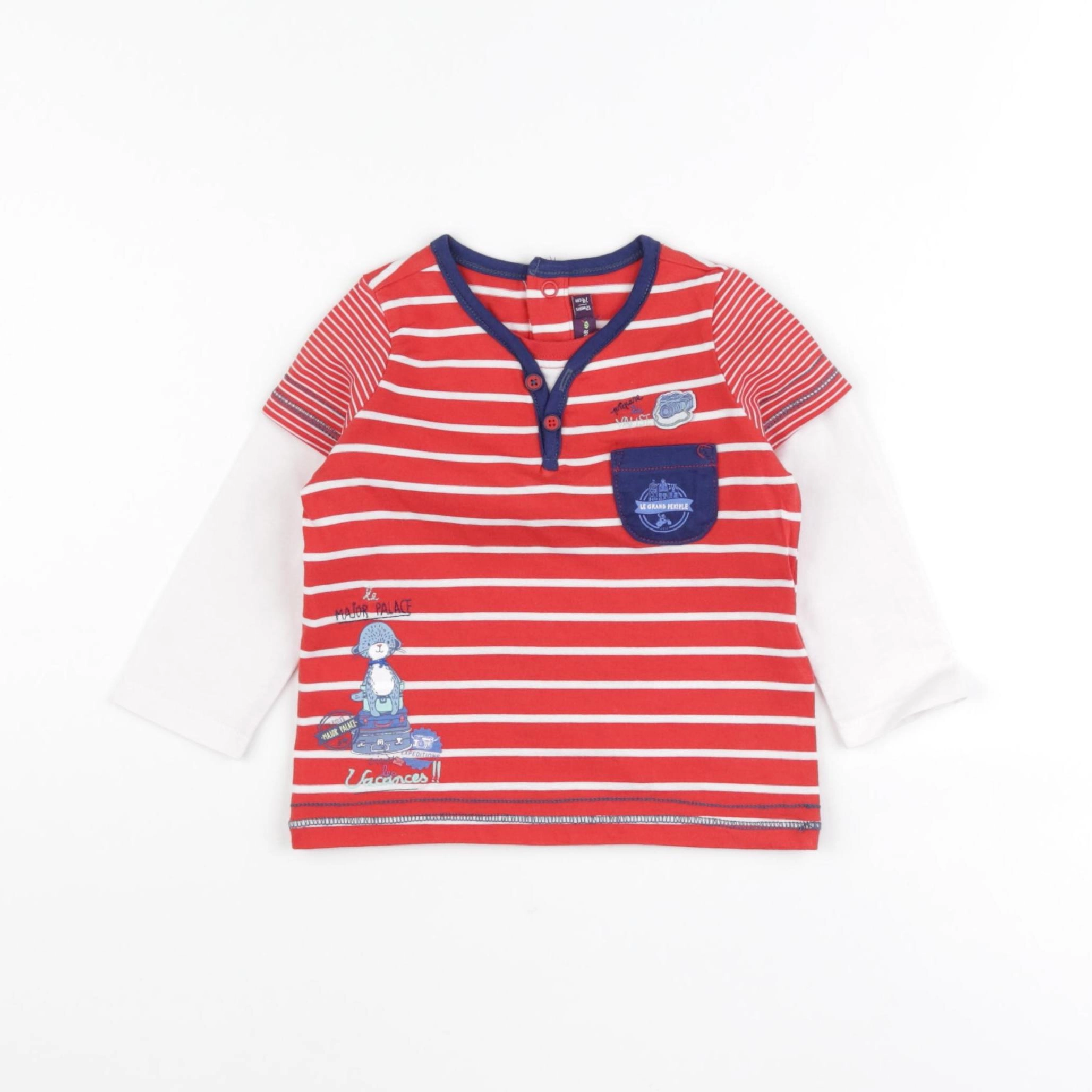 Sergent Major - tee-shirt rouge, blanc - 12 mois