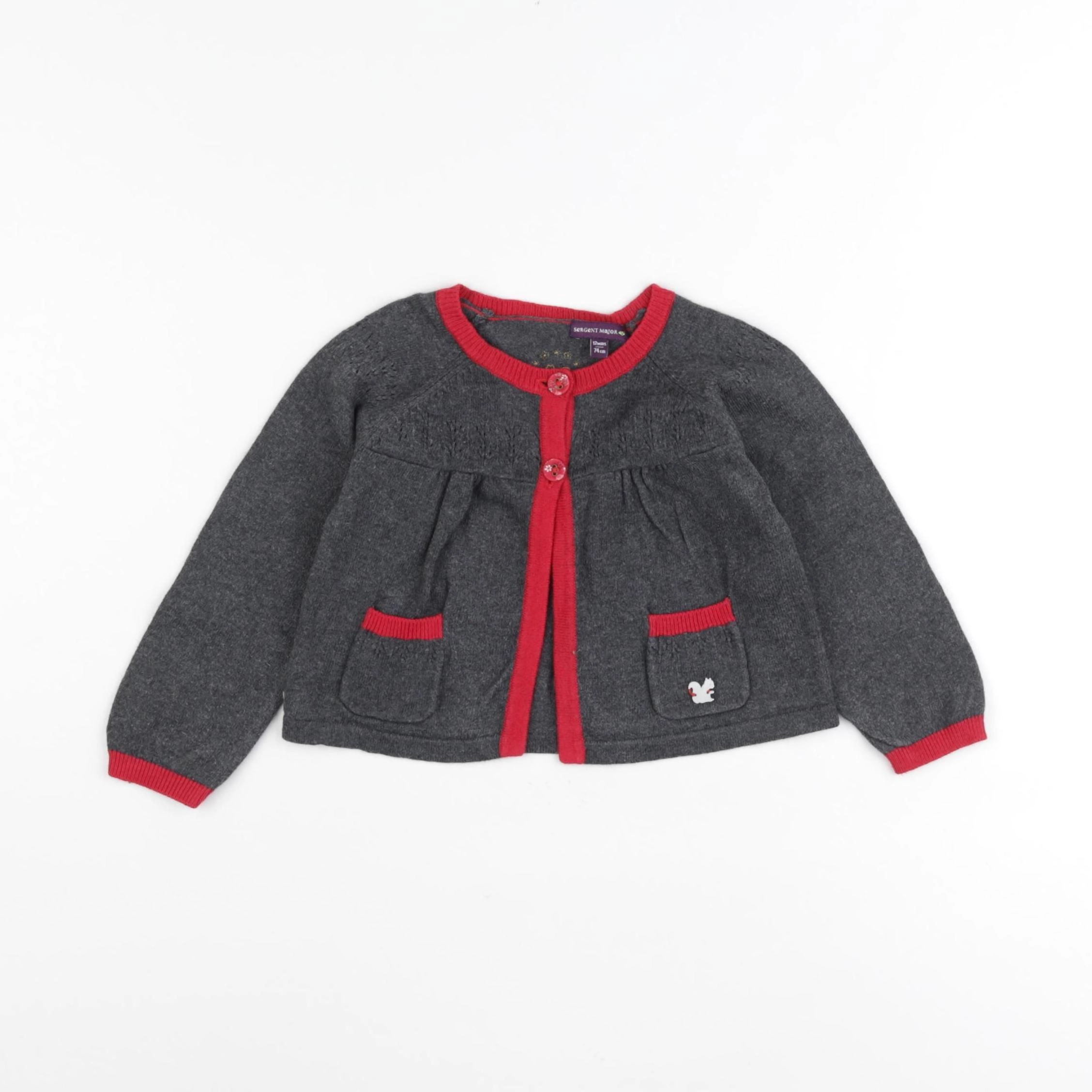 Sergent Major - gilet gris - 12 mois