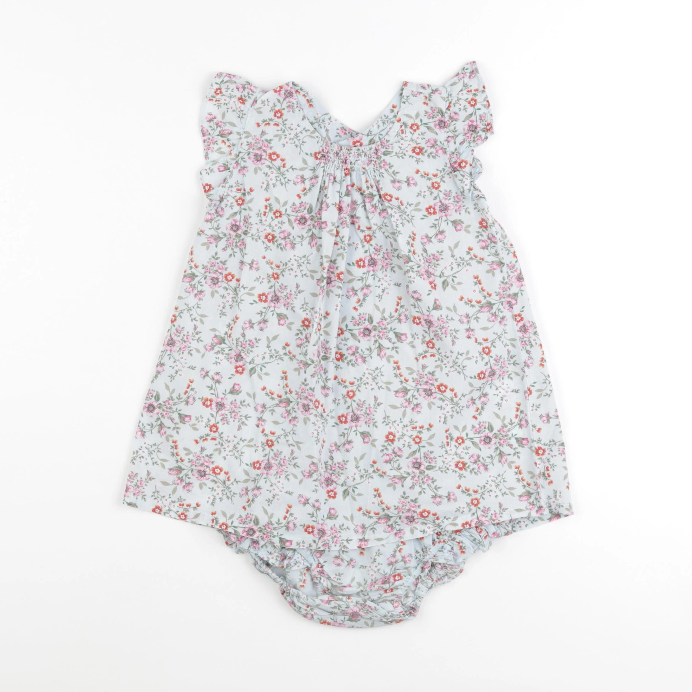 Rose et théo - robe bleu, rose - 12 mois