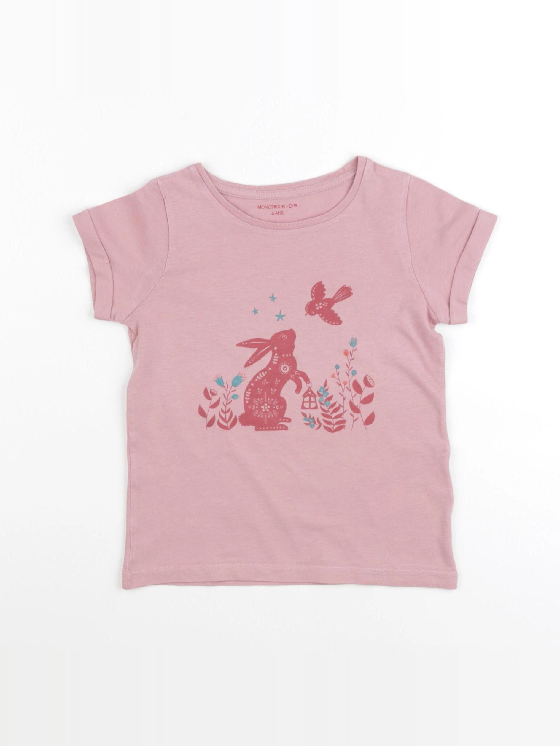 Monoprix - tee-shirt rose - 4 ans