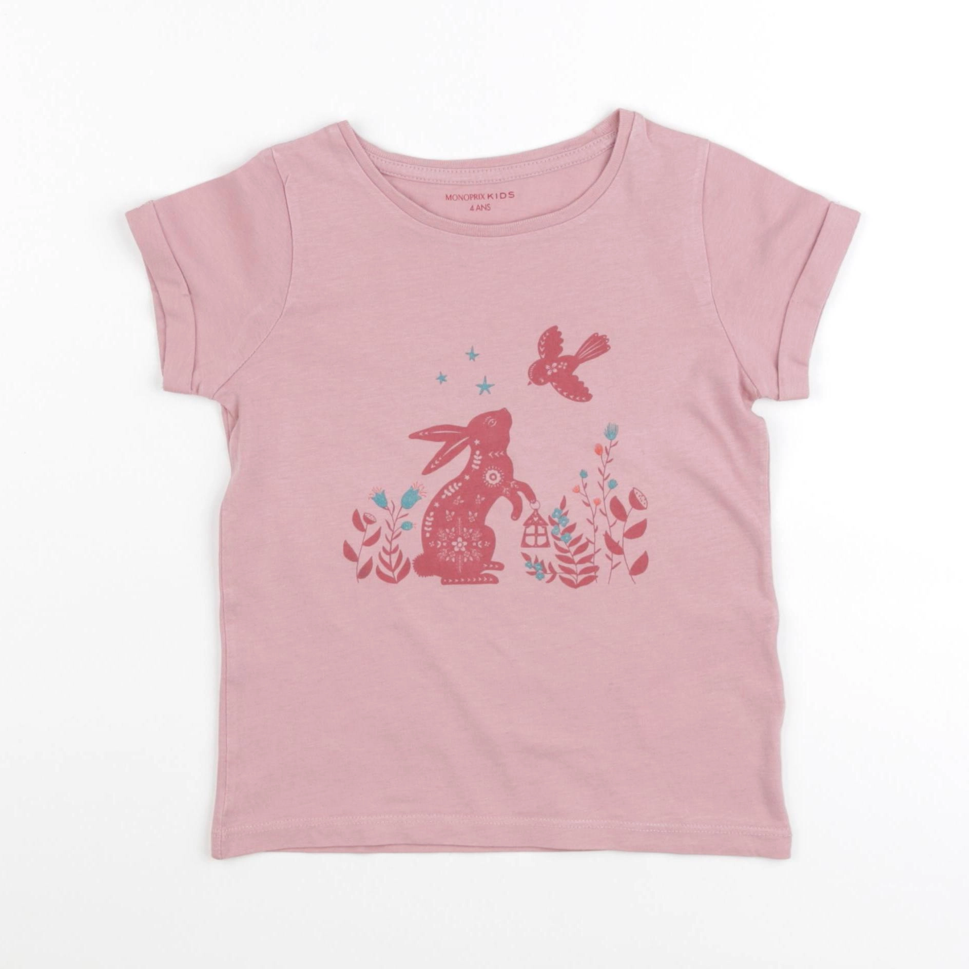 Monoprix - tee-shirt rose - 4 ans