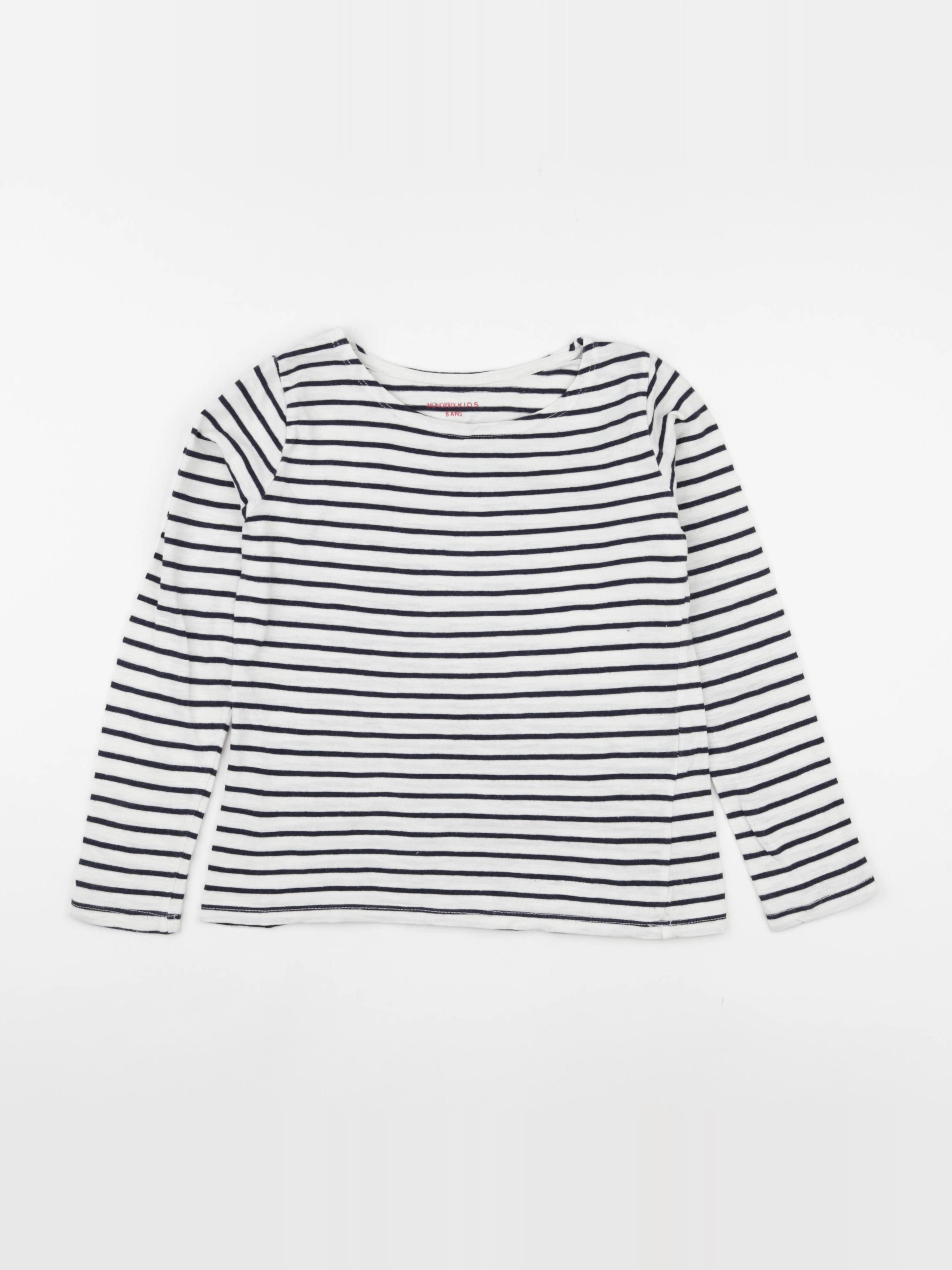Monoprix - tee-shirt blanc, bleu - 8 ans