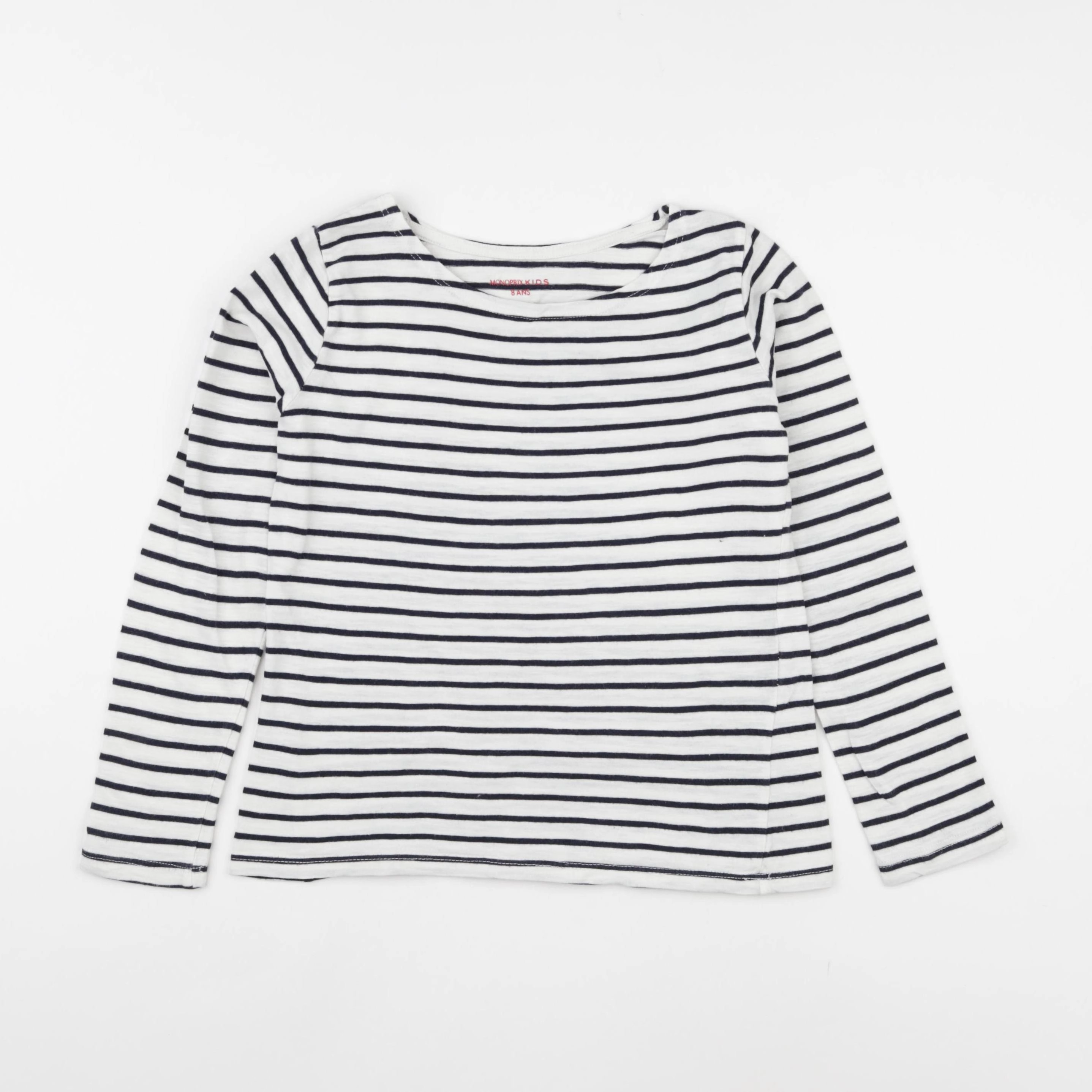 Monoprix - tee-shirt blanc, bleu - 8 ans
