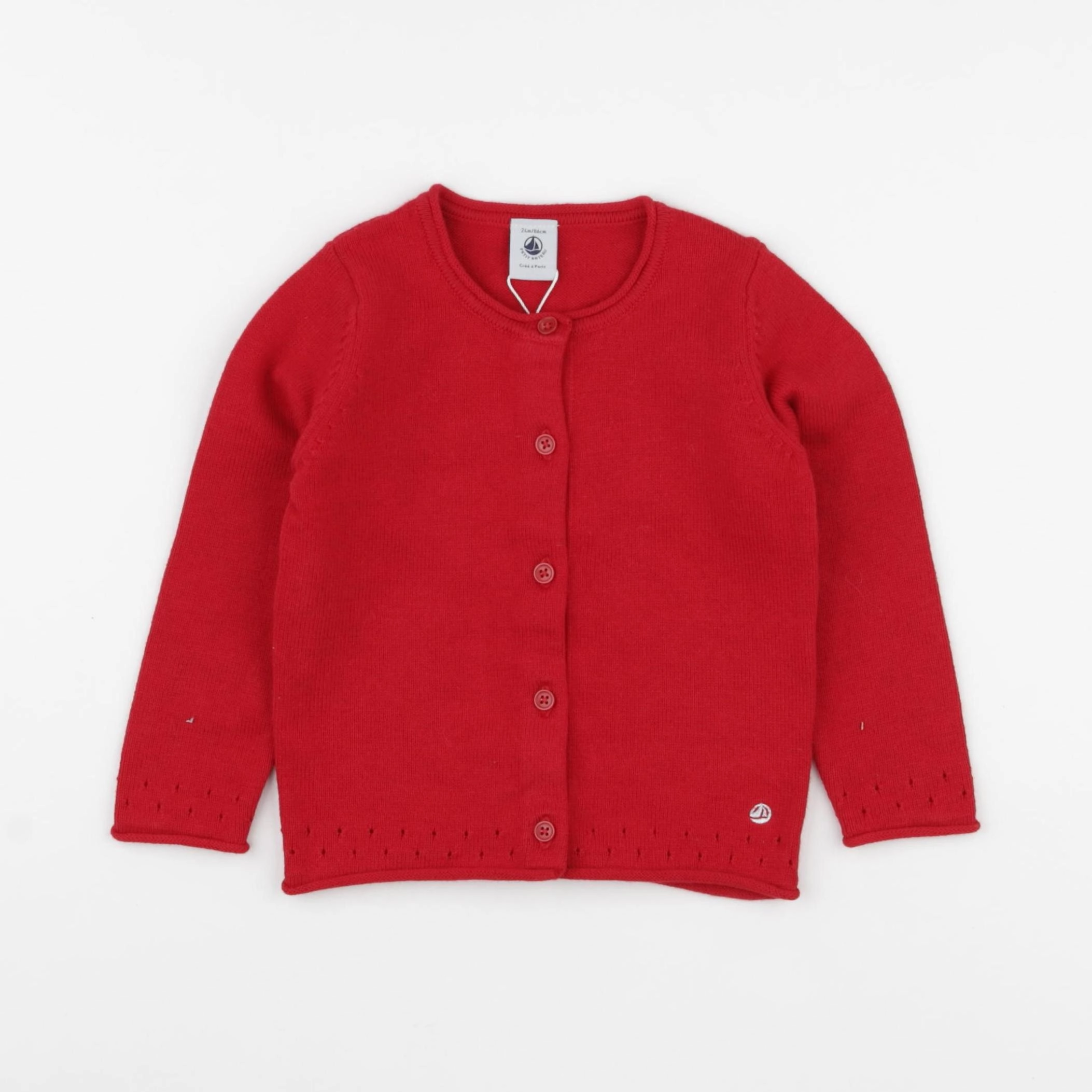 Petit Bateau - gilet rouge - 24 mois