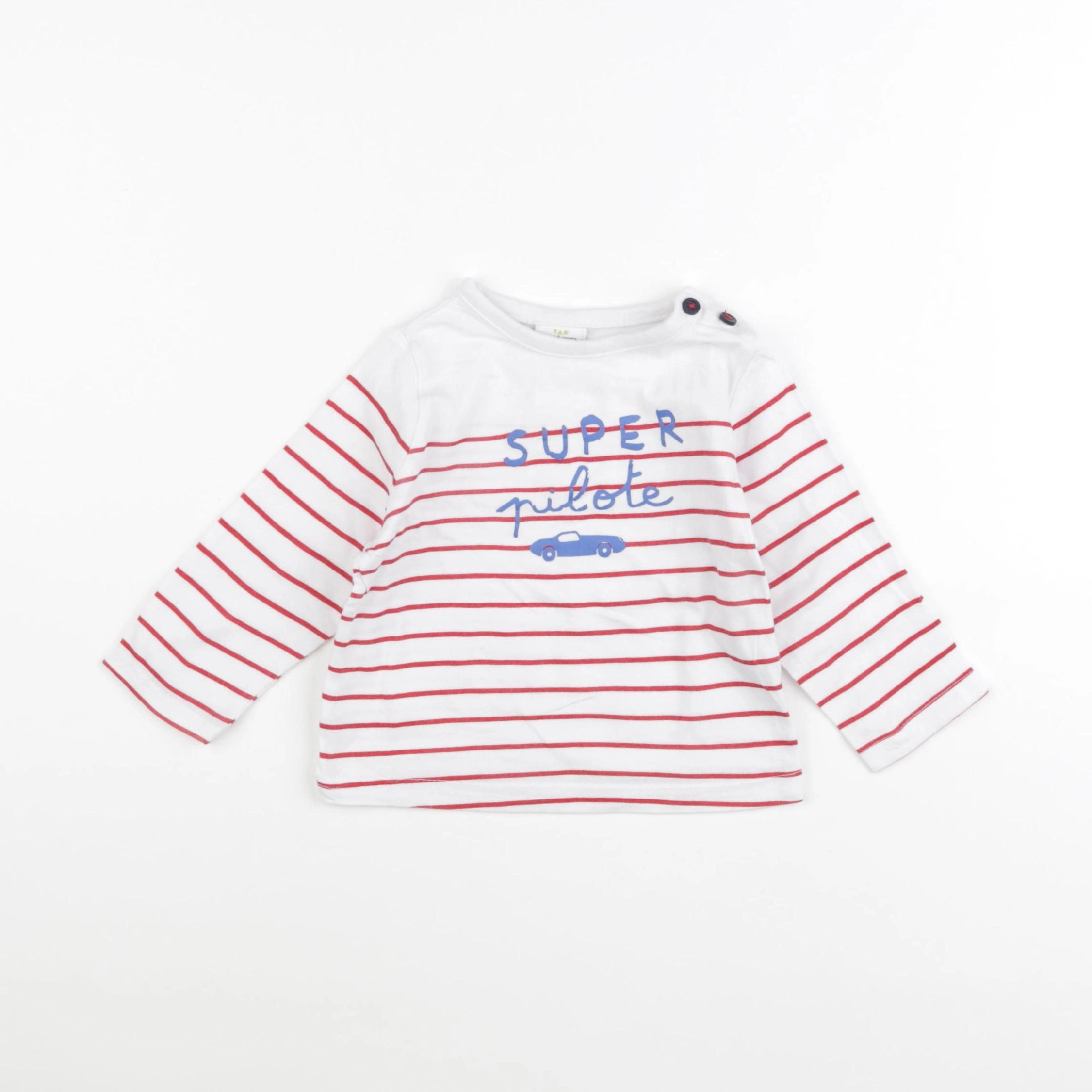 Tape à l'oeil - tee-shirt blanc, rouge - 9 mois