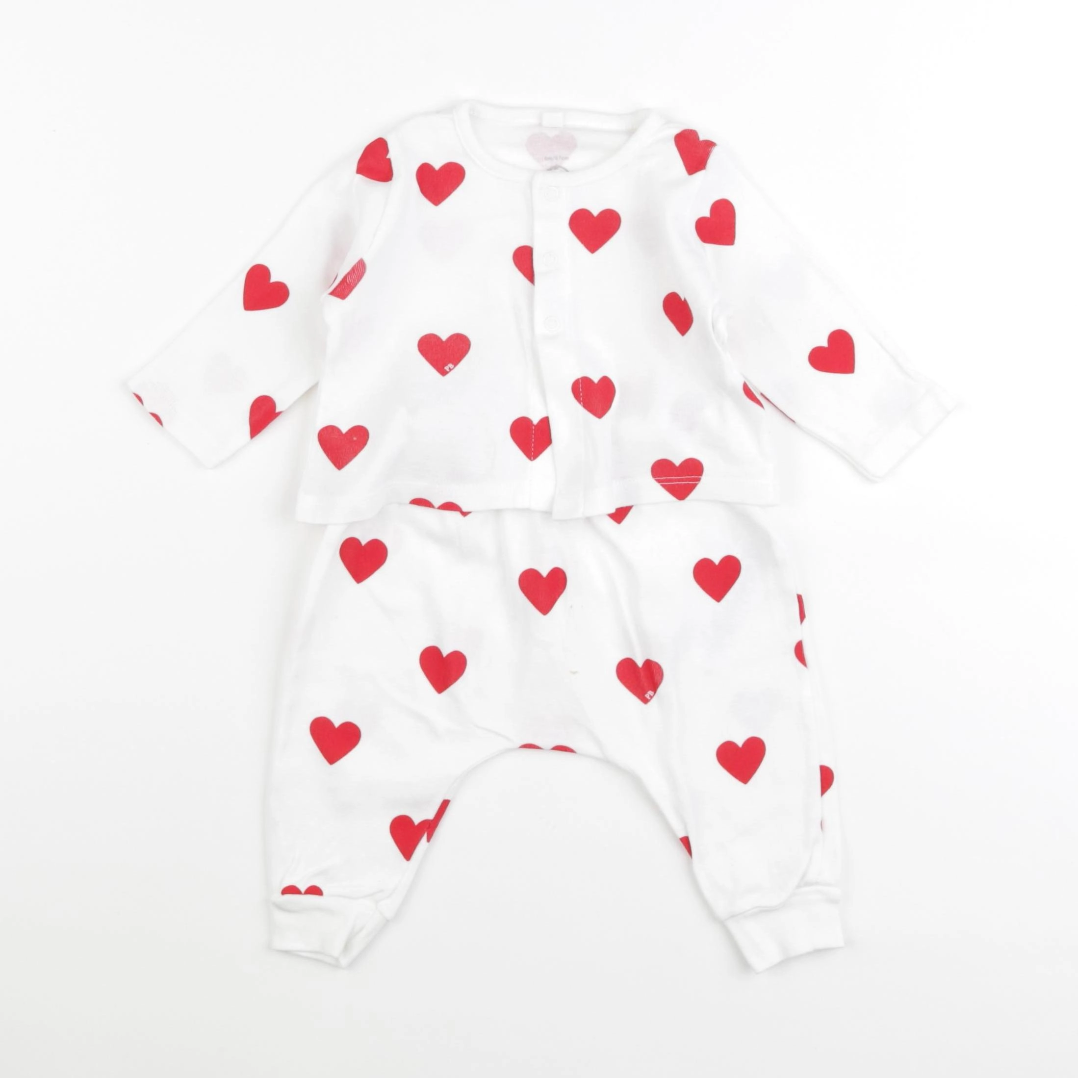Petit Bateau - ensemble blanc, rouge - 6 mois