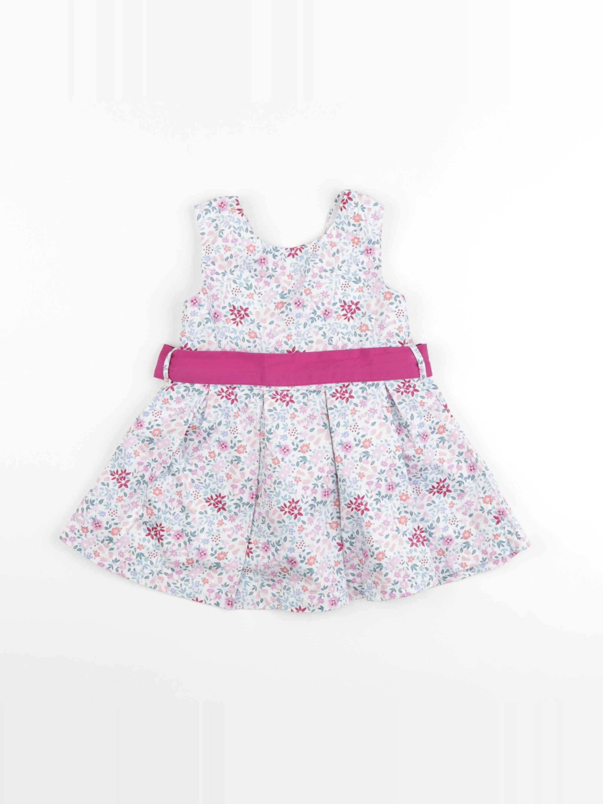 Vertbaudet - robe blanc, rose - 2 ans