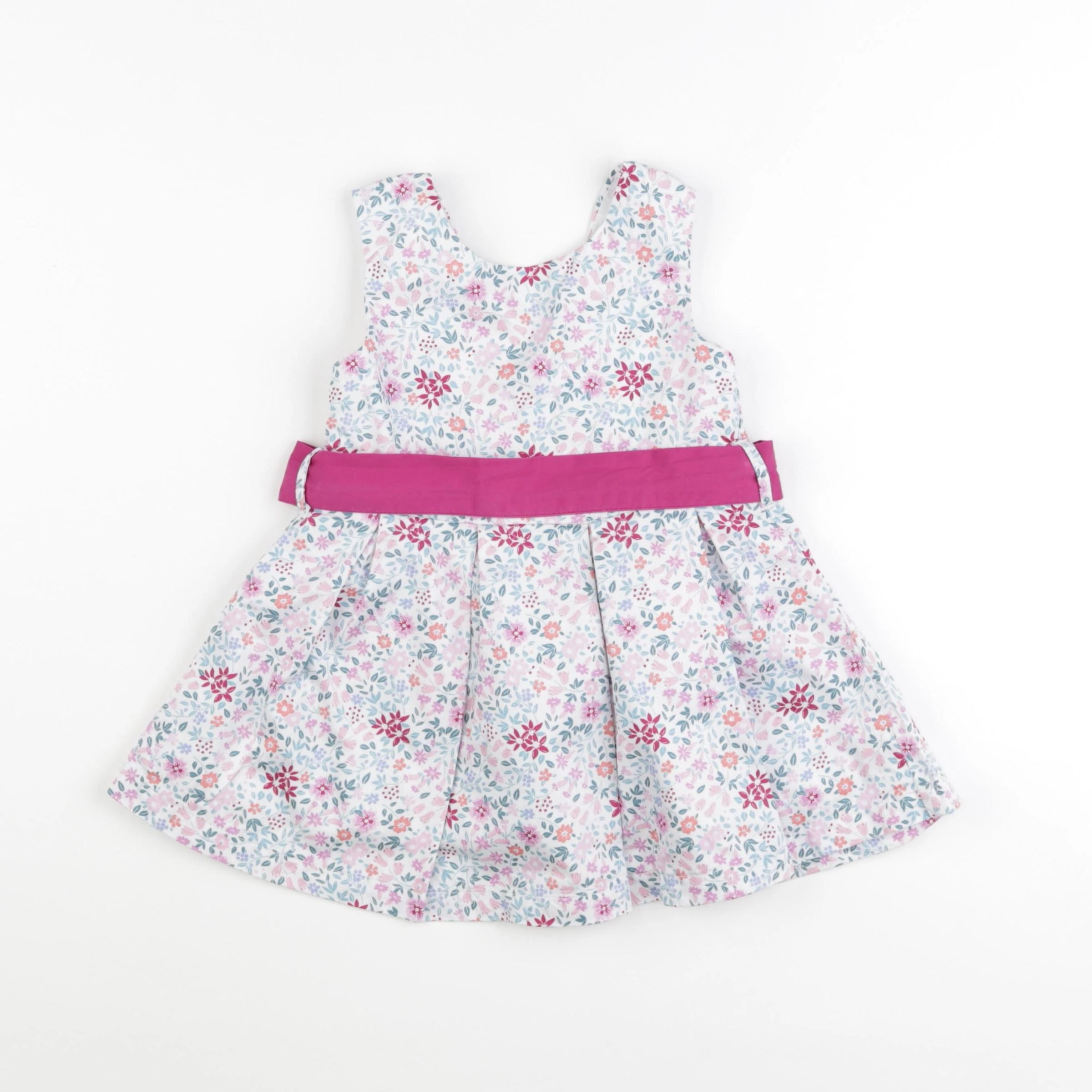 Vertbaudet - robe blanc, rose - 2 ans