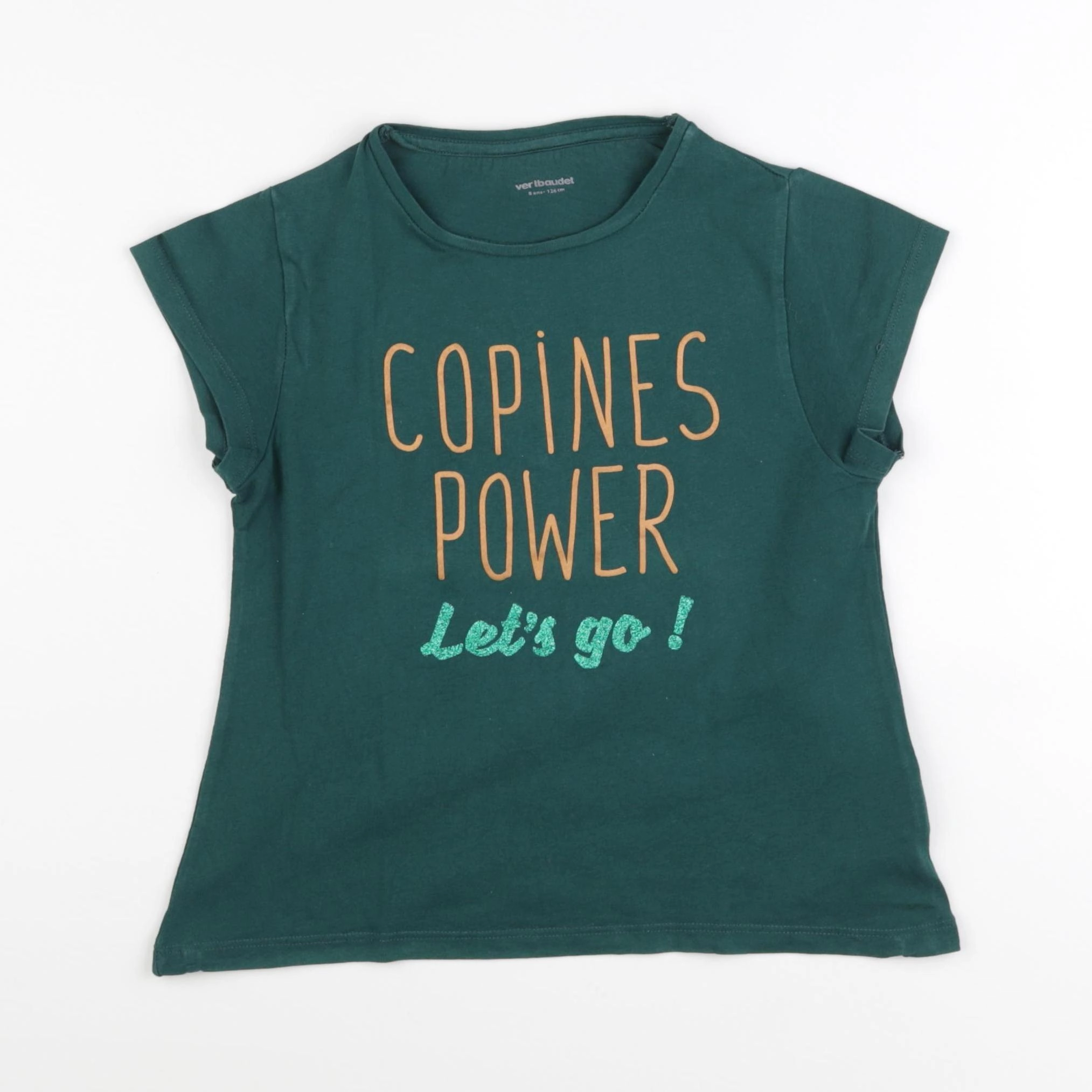 Vertbaudet - tee-shirt vert, or - 8 ans