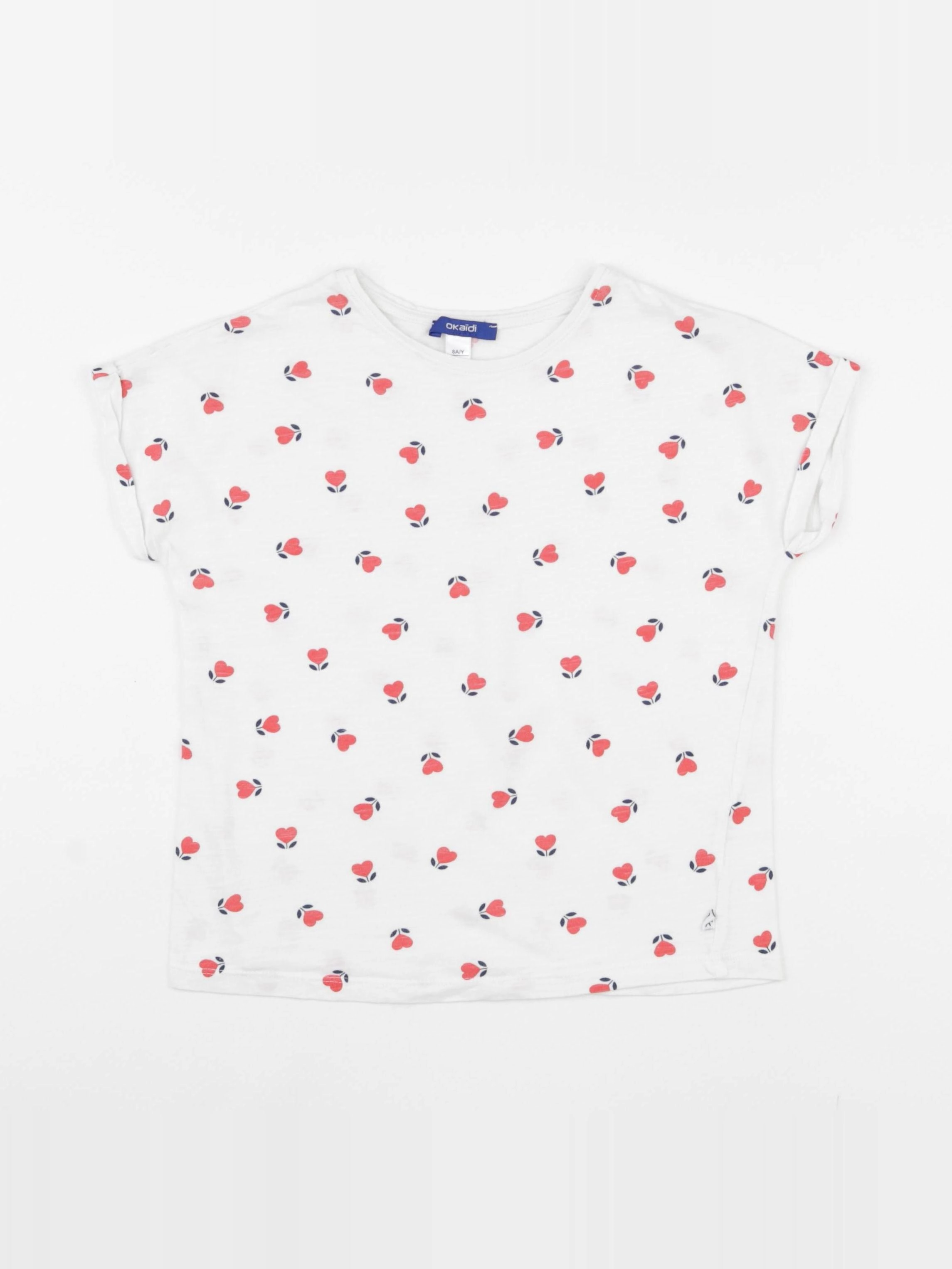 Okaidi - tee-shirt blanc, rouge - 8 ans
