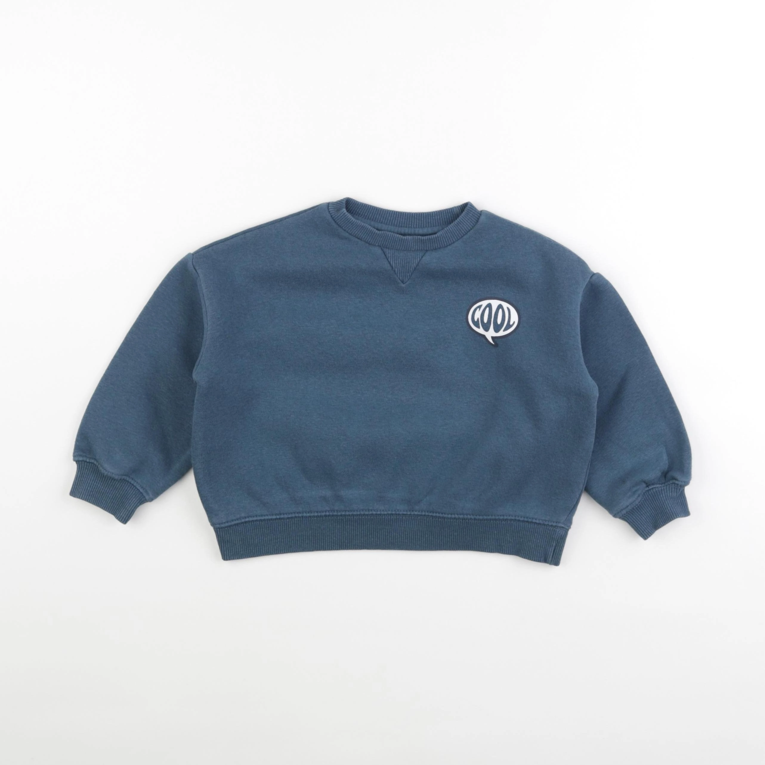 Vertbaudet - sweat imprimé au dos bleu - 2 ans