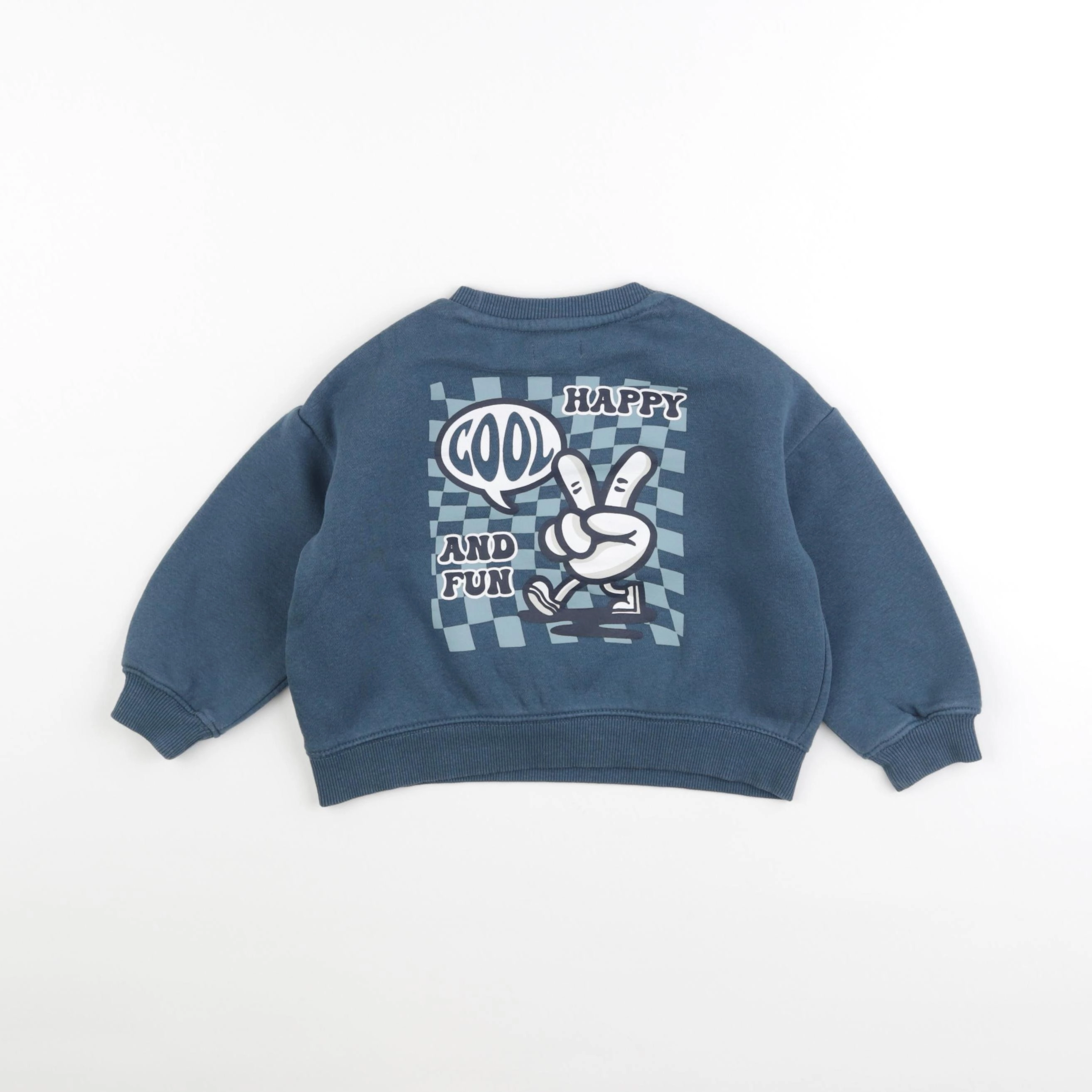 Vertbaudet - sweat imprimé au dos bleu - 2 ans