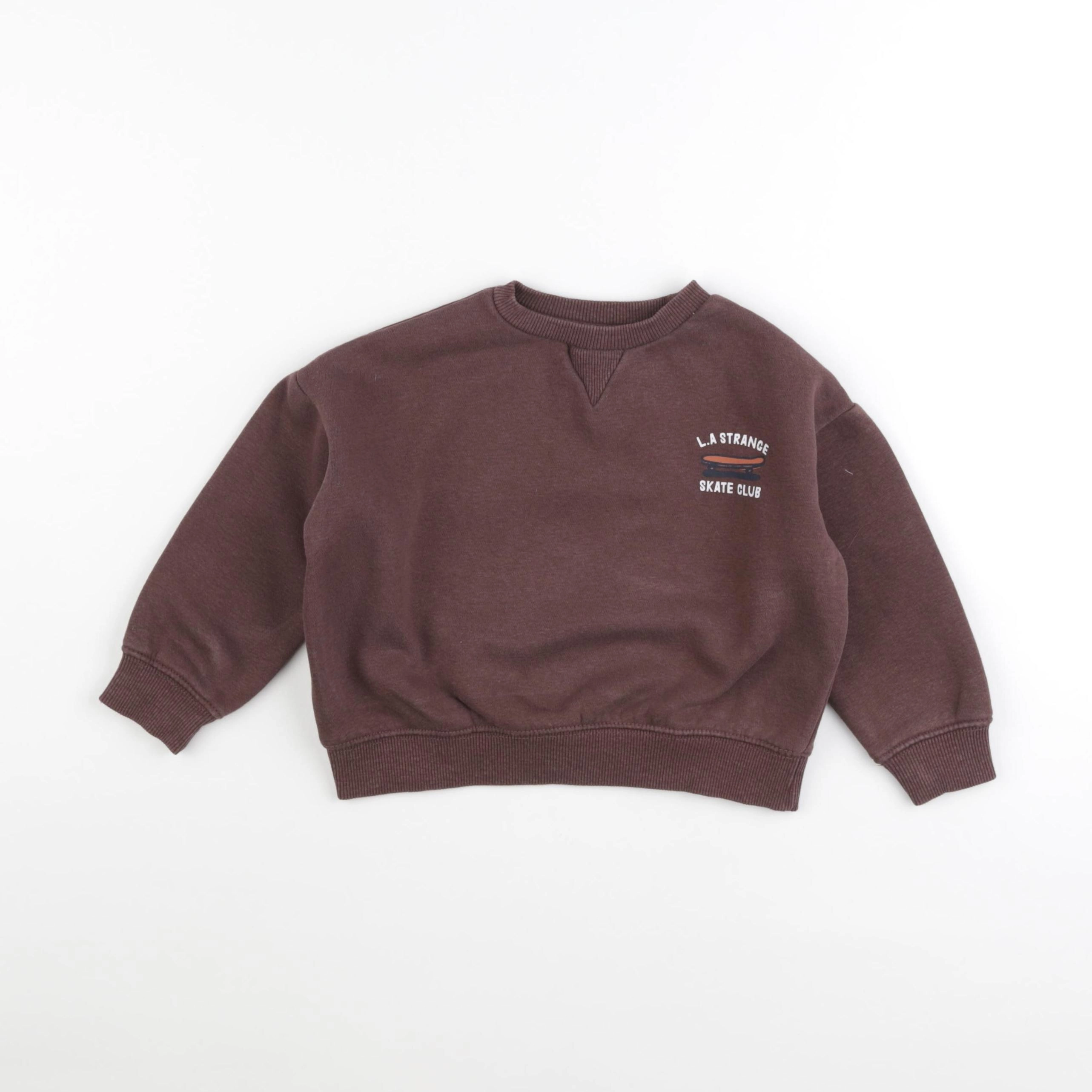 Vertbaudet - sweat imprimé au dos marron - 2 ans