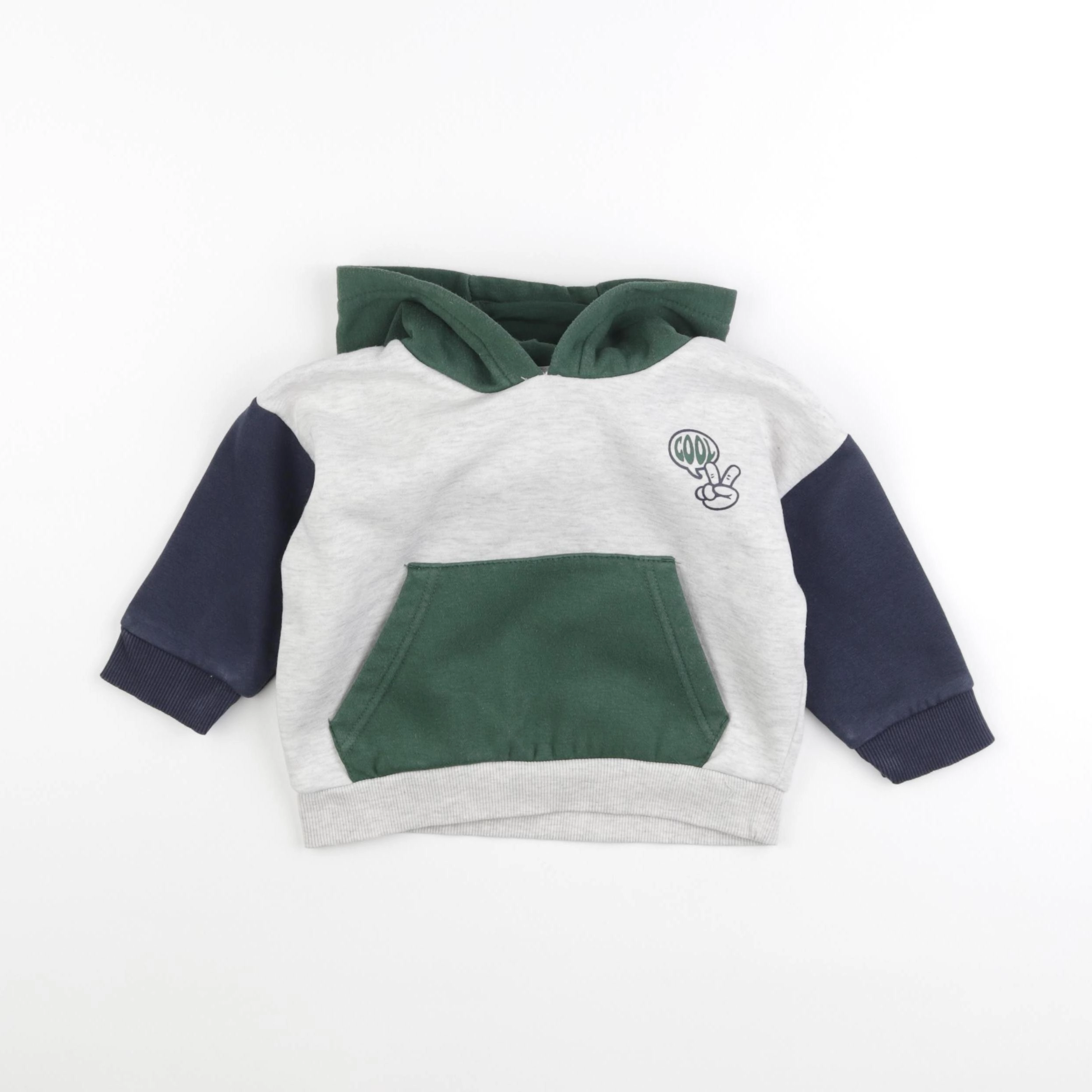 Vertbaudet - sweat gris, vert - 2 ans