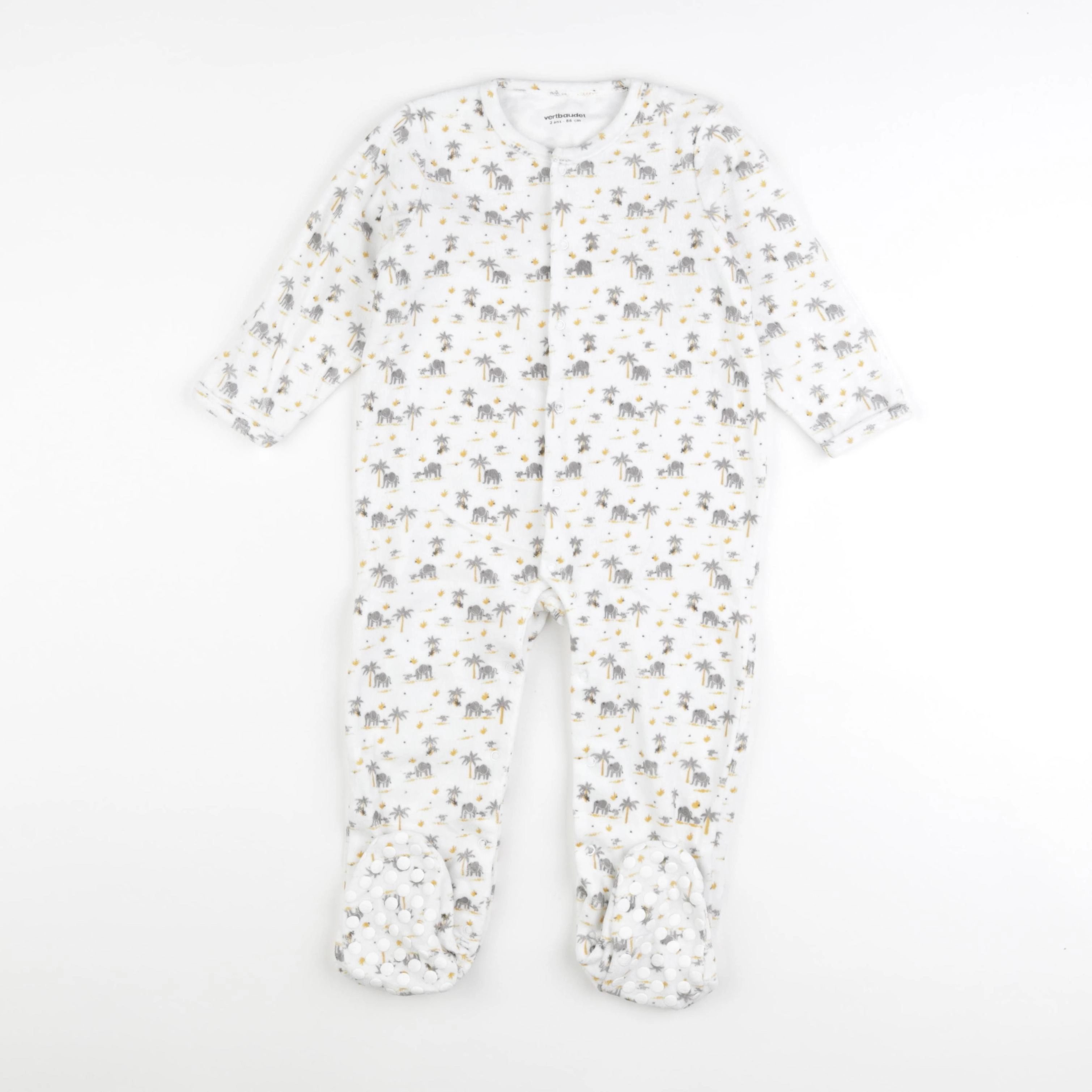 Vertbaudet - pyjama velours blanc, gris - 2 ans