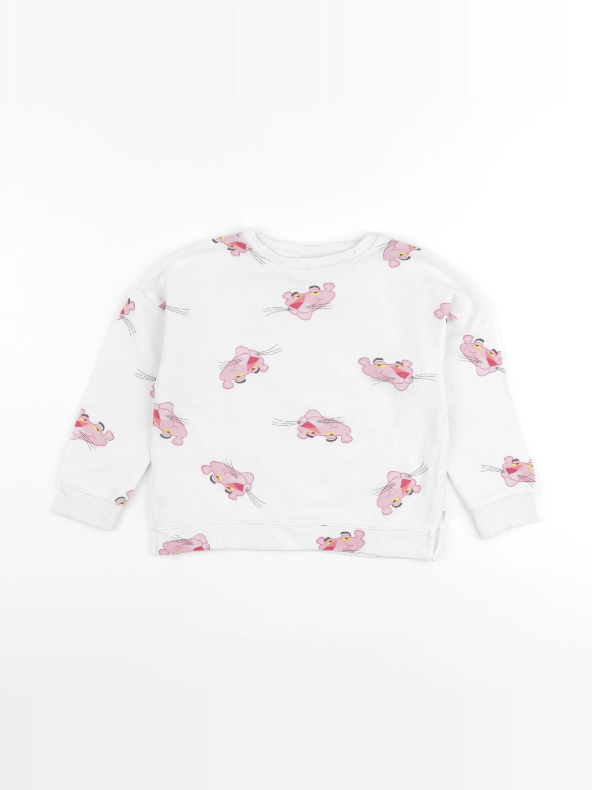 Zara - sweat blanc, rose - 18/24 mois