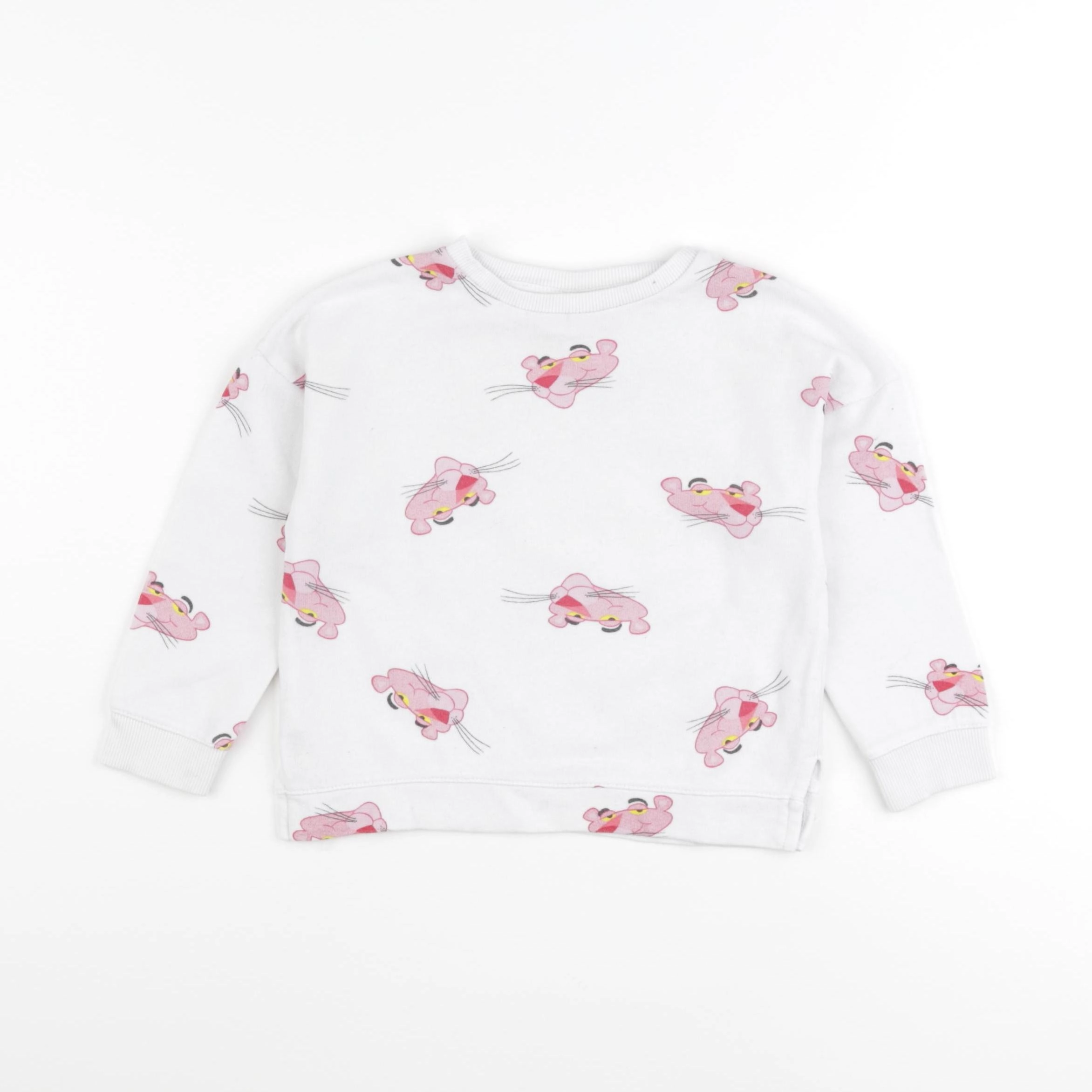 Zara - sweat blanc, rose - 18/24 mois