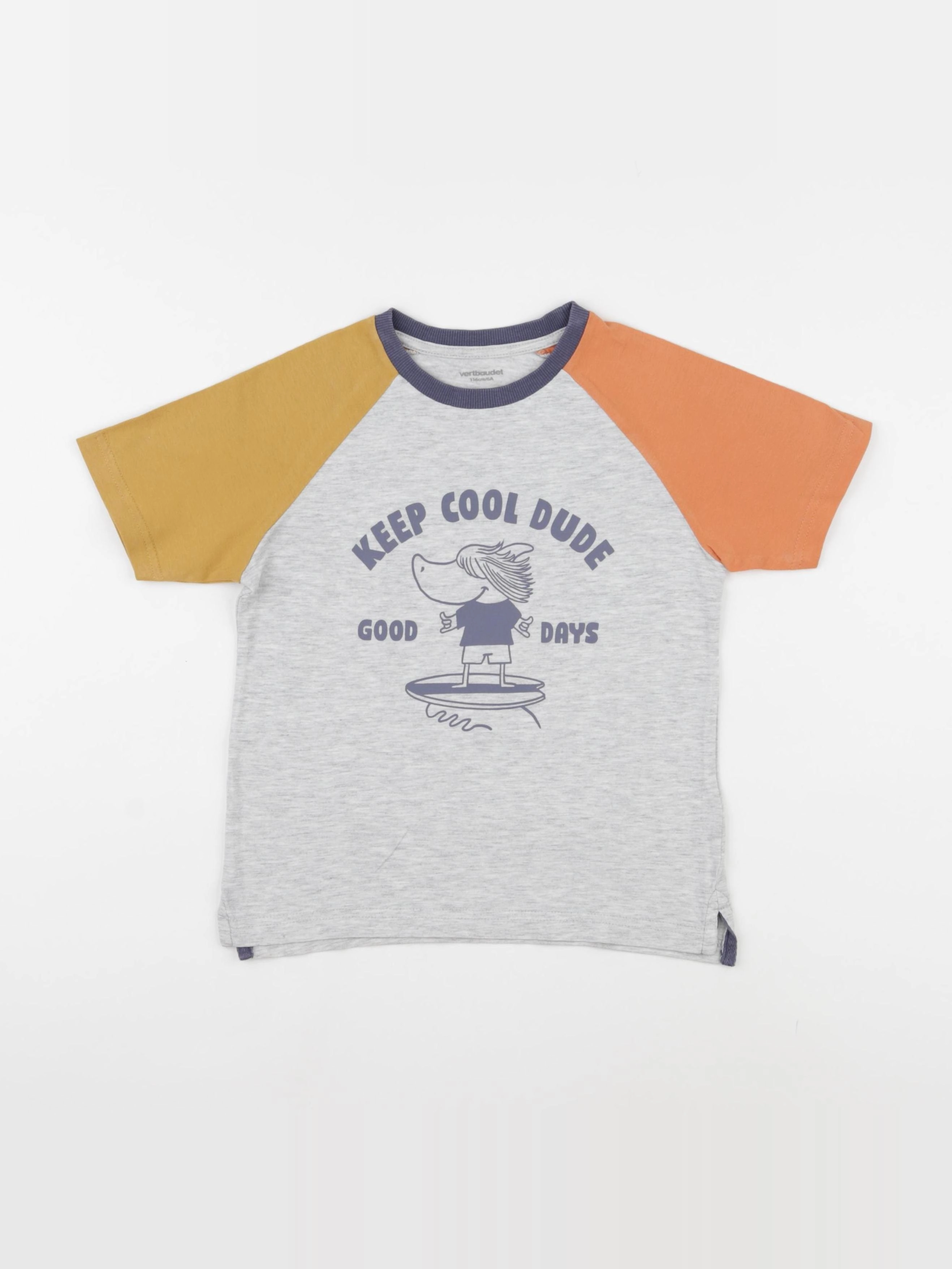 Vertbaudet - tee-shirt gris - 6 ans