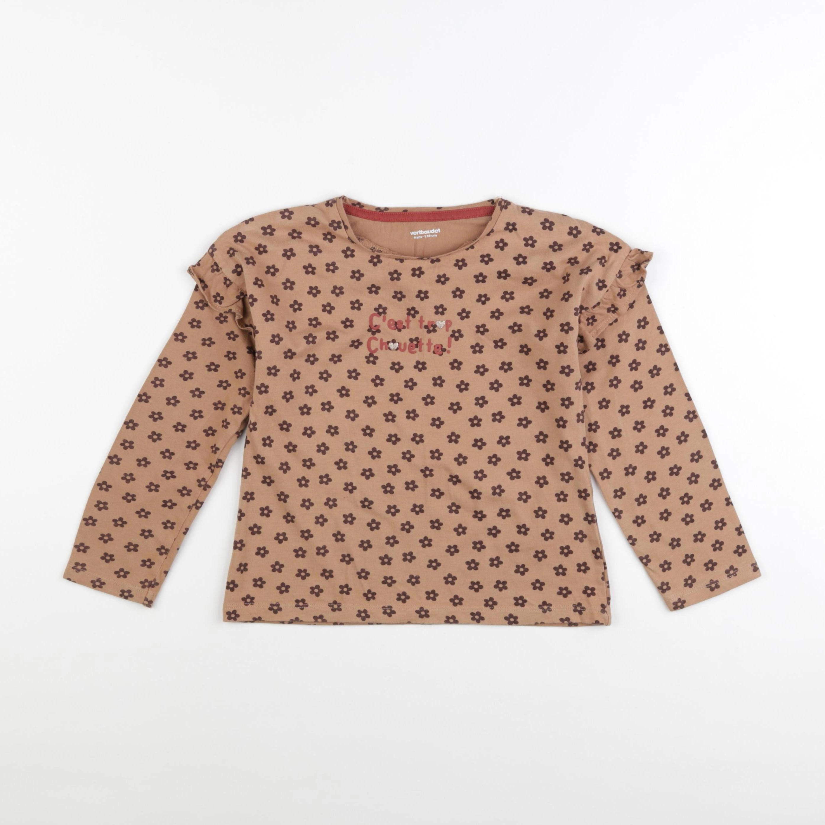 Vertbaudet - tee-shirt marron - 6 ans