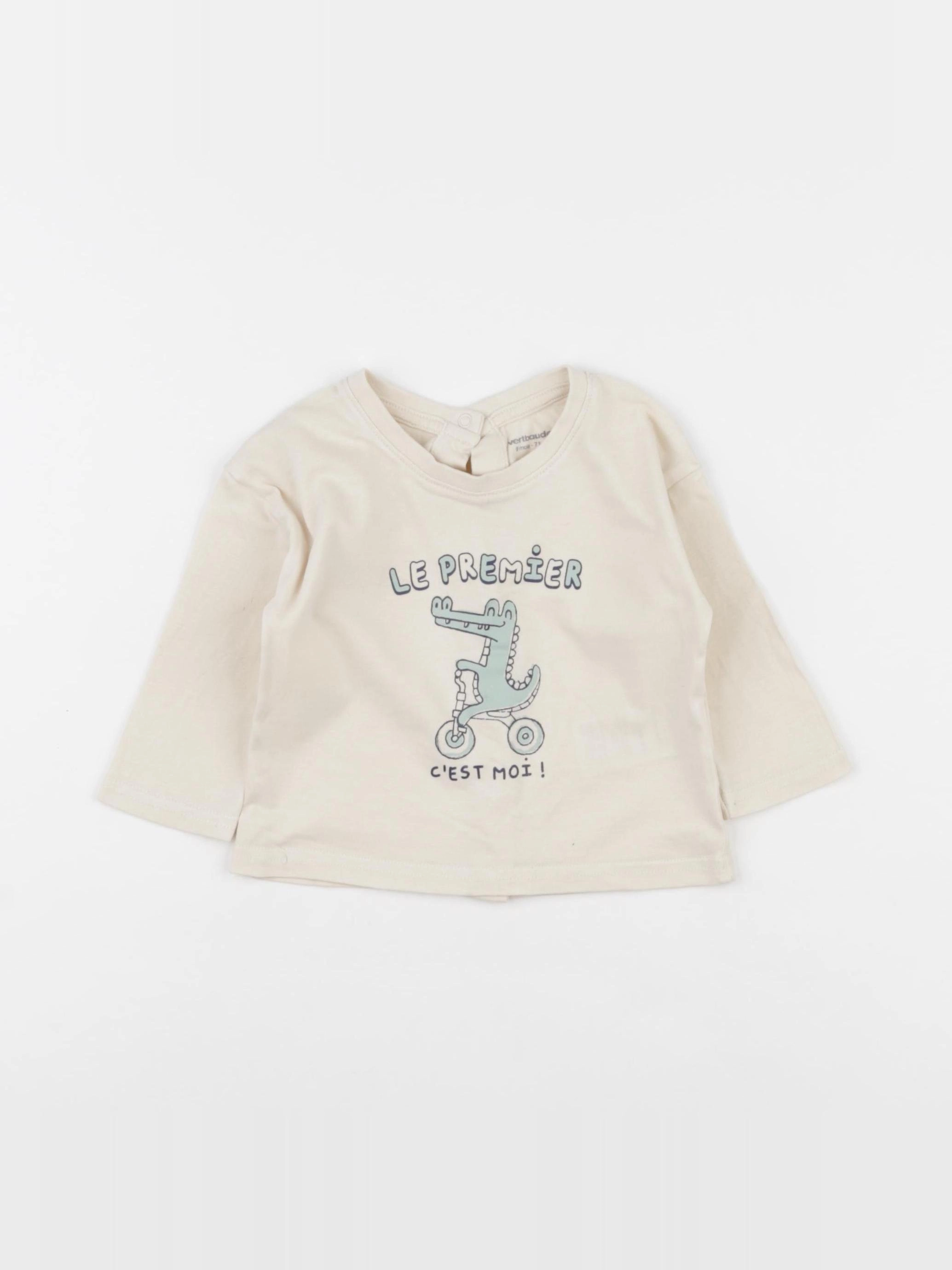 Vertbaudet - tee-shirt beige - 9 mois