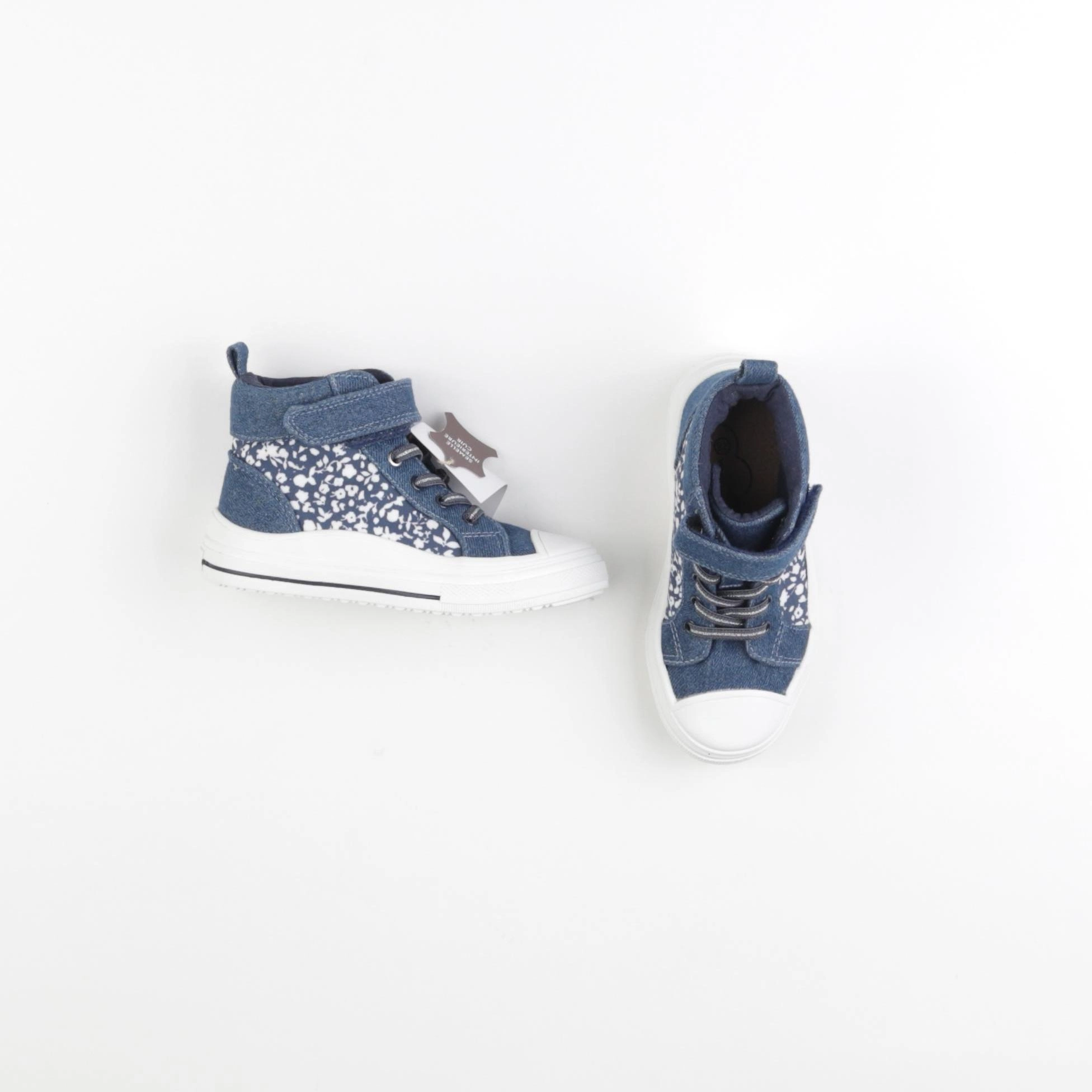 Vertbaudet - tennis à scratch/ lacets bleu - pointure 28