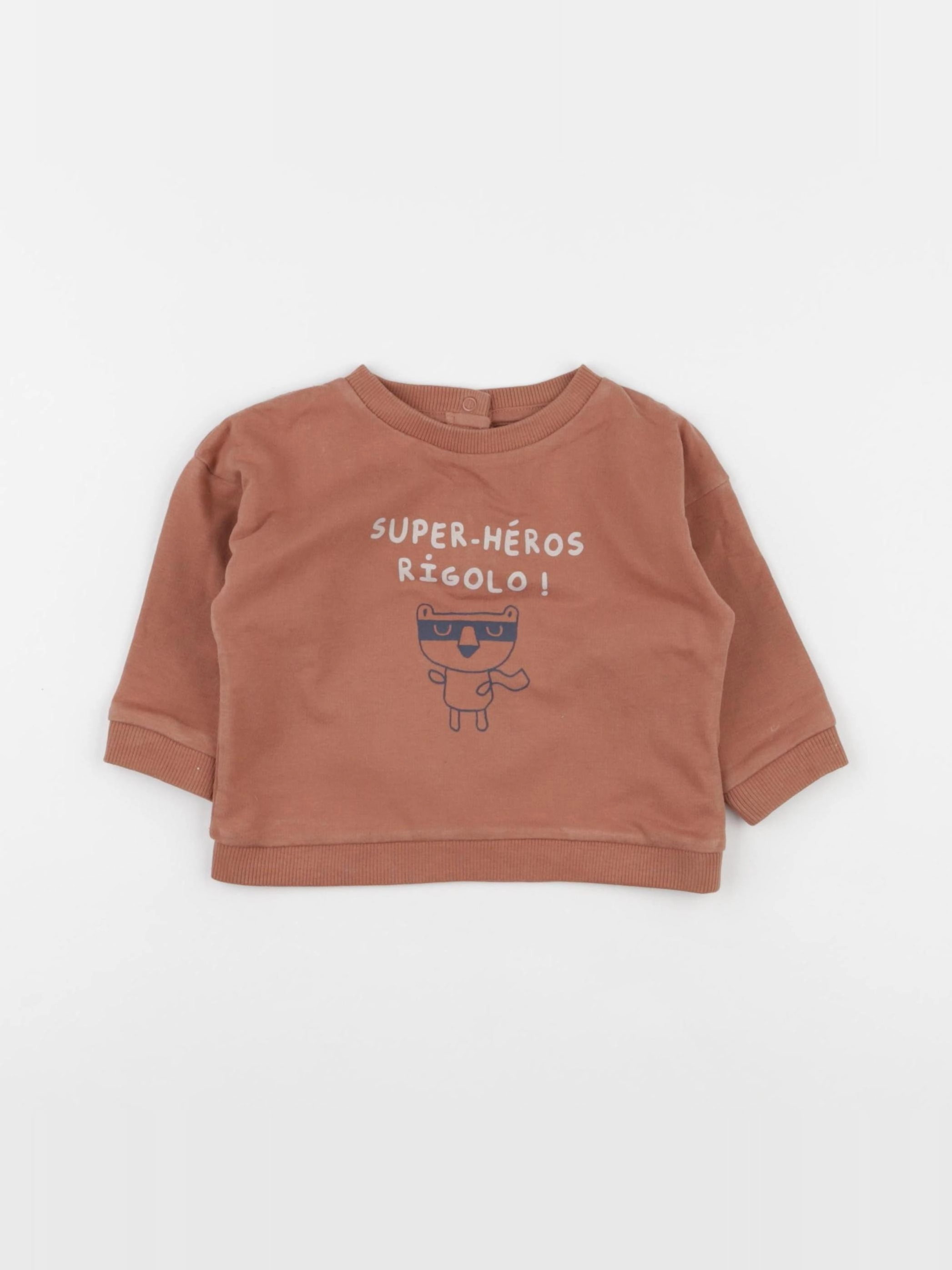 Vertbaudet - sweat marron - 9 mois